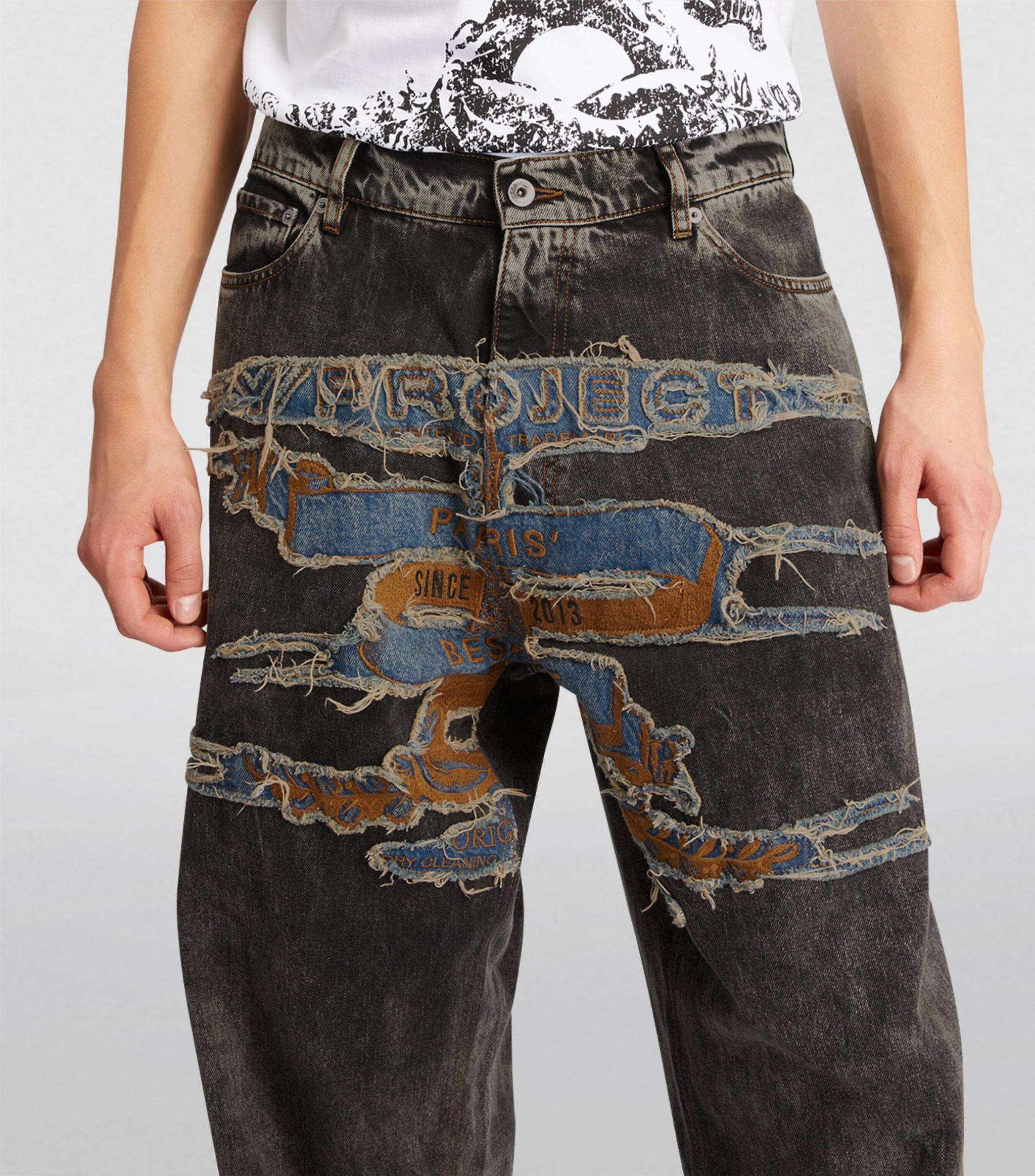 Y. Project Paris' Best Patch Wide-leg Jeans in Gray for Men Y. Project Paris' Best Patch Wide-leg Jeans in Gray for Men