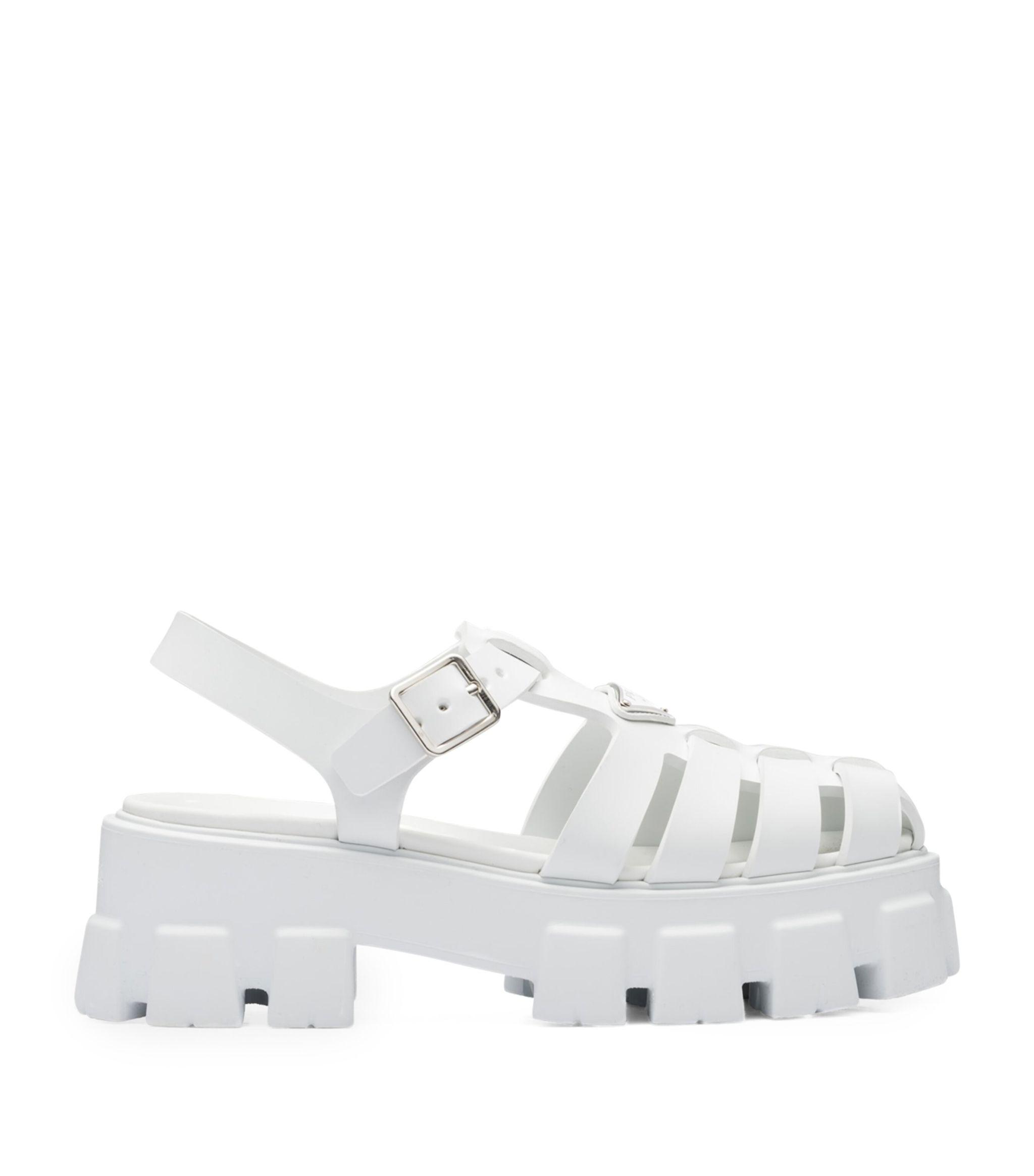 Prada Rubber Platform Sandals 55 in White | Lyst Canada