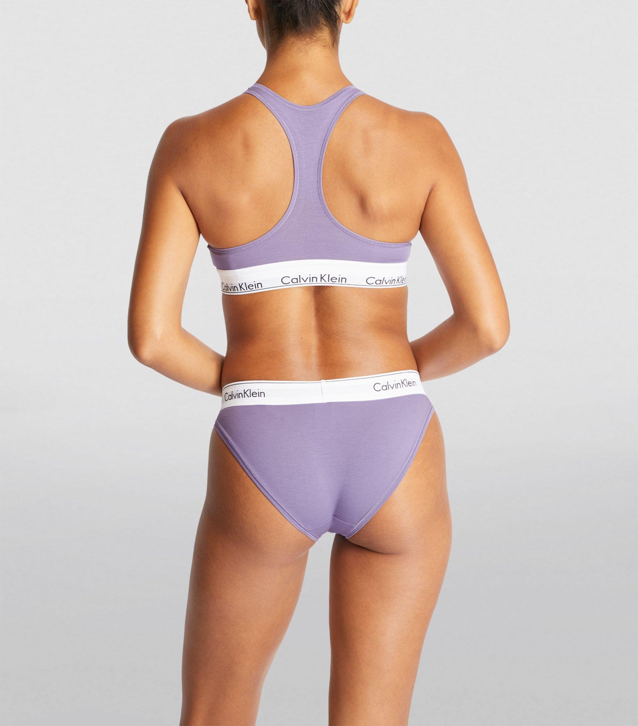 Calvin Klein Logo Bralette in Purple | Lyst