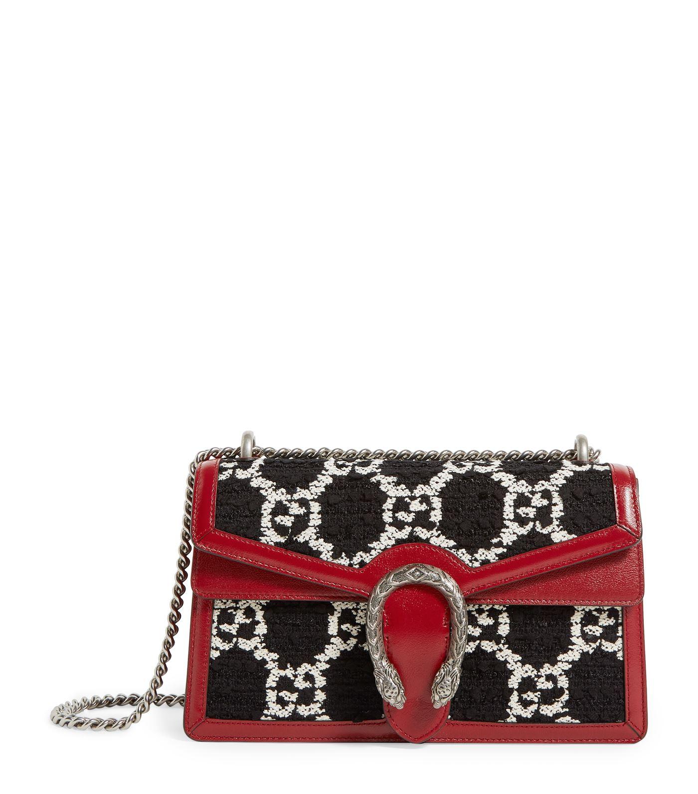 Gucci Dionysus GG Tweed Small Shoulder Bag Black/red | Lyst