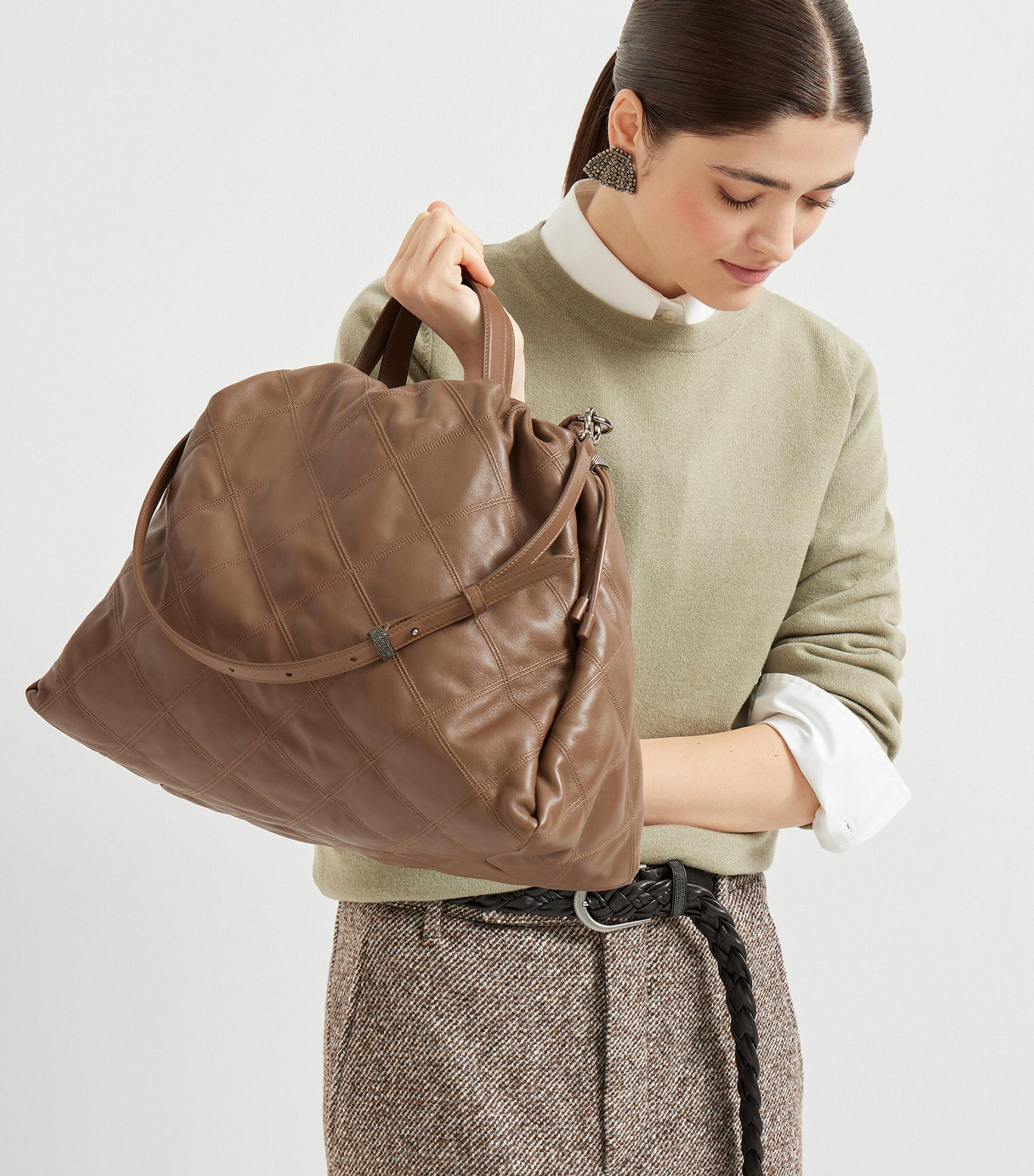 Brunello Cucinelli Large Mellow Shopper Bag in Brown | Lyst