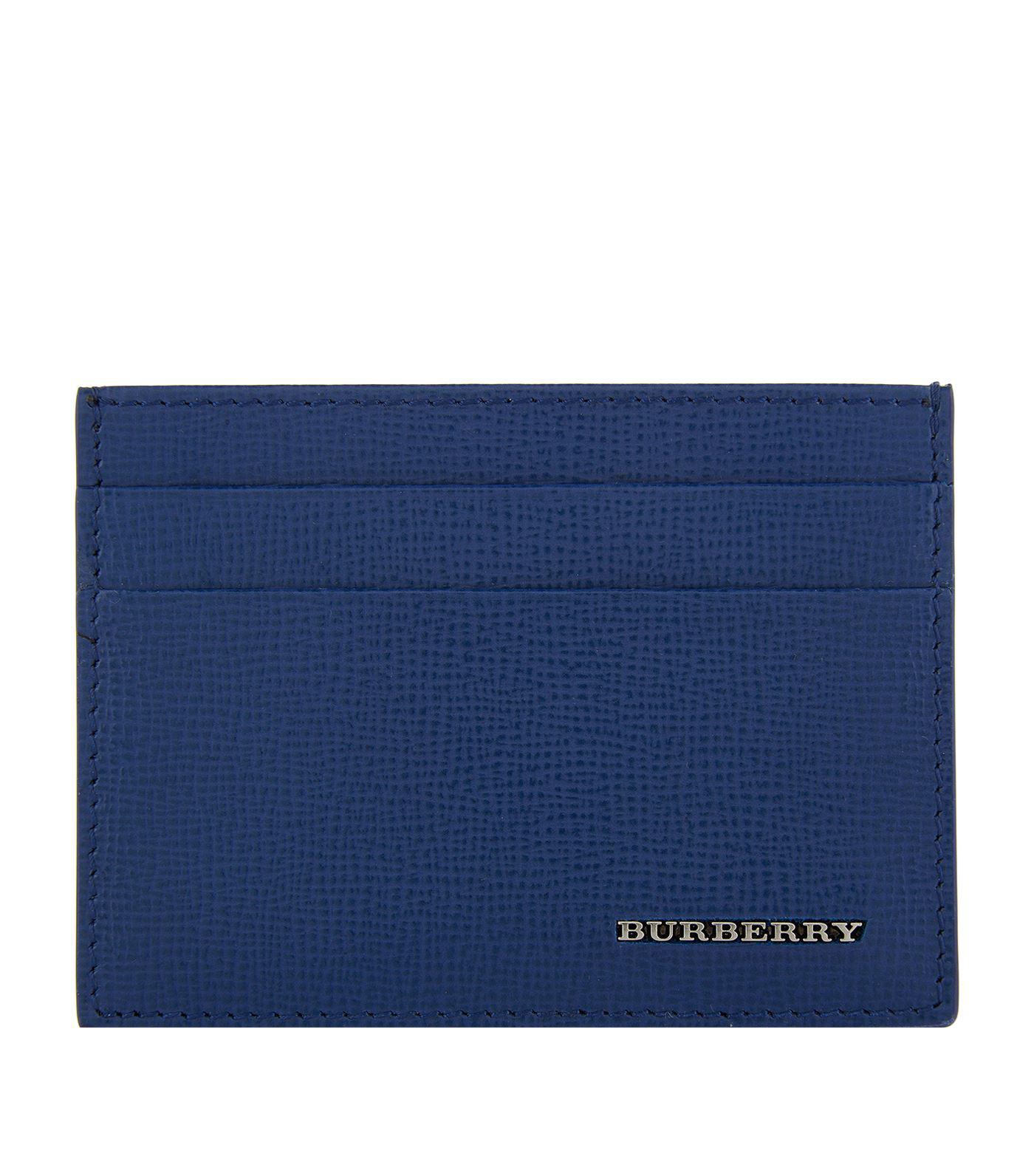 Burberry London Leather Card Holder in Blue for Men | Lyst