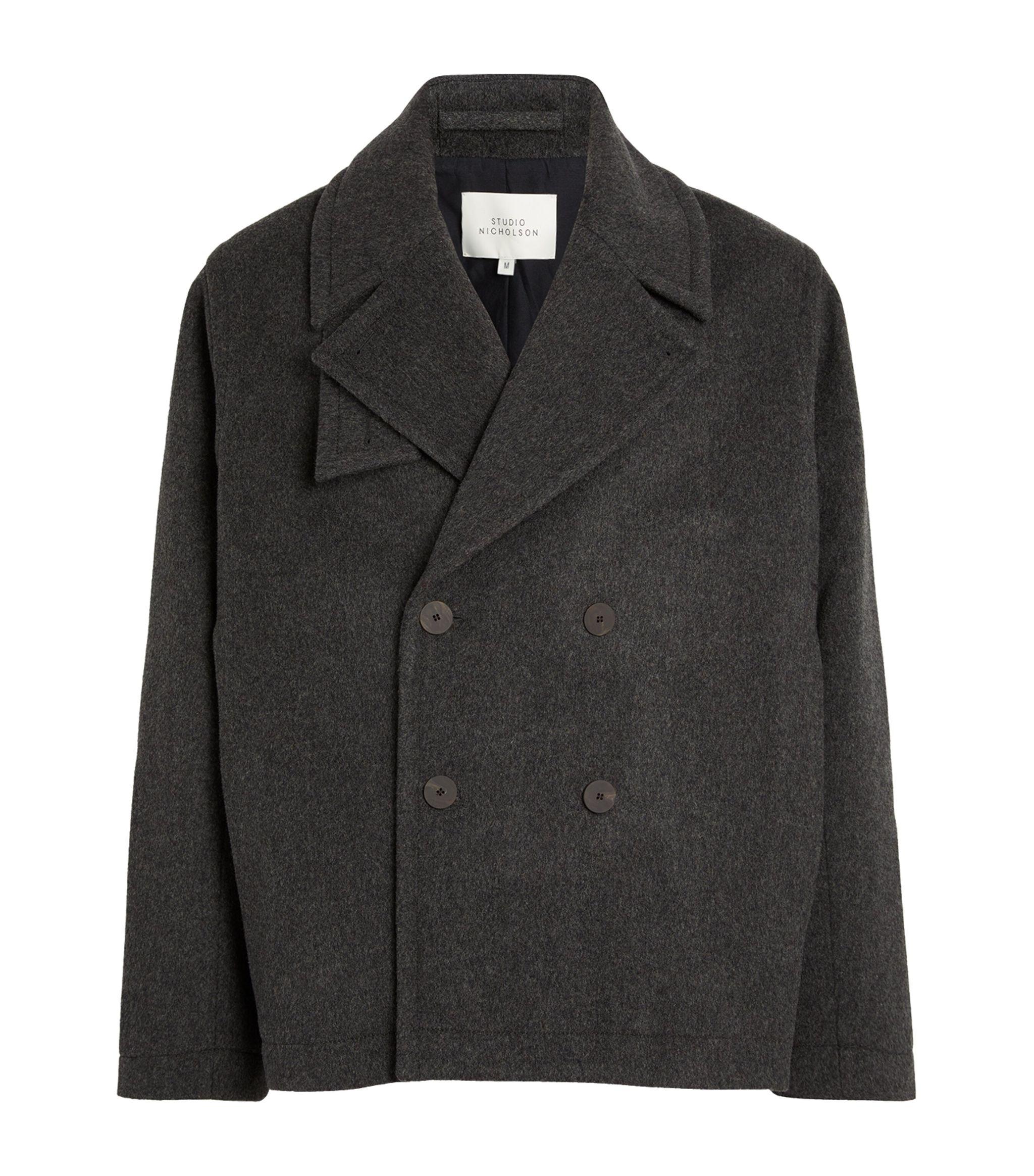 Studio Nicholson Wool-blend Pea Coat in Black for Men | Lyst UK Studio Nicholson Wool-blend Pea Coat in Black for Men | Lyst UK