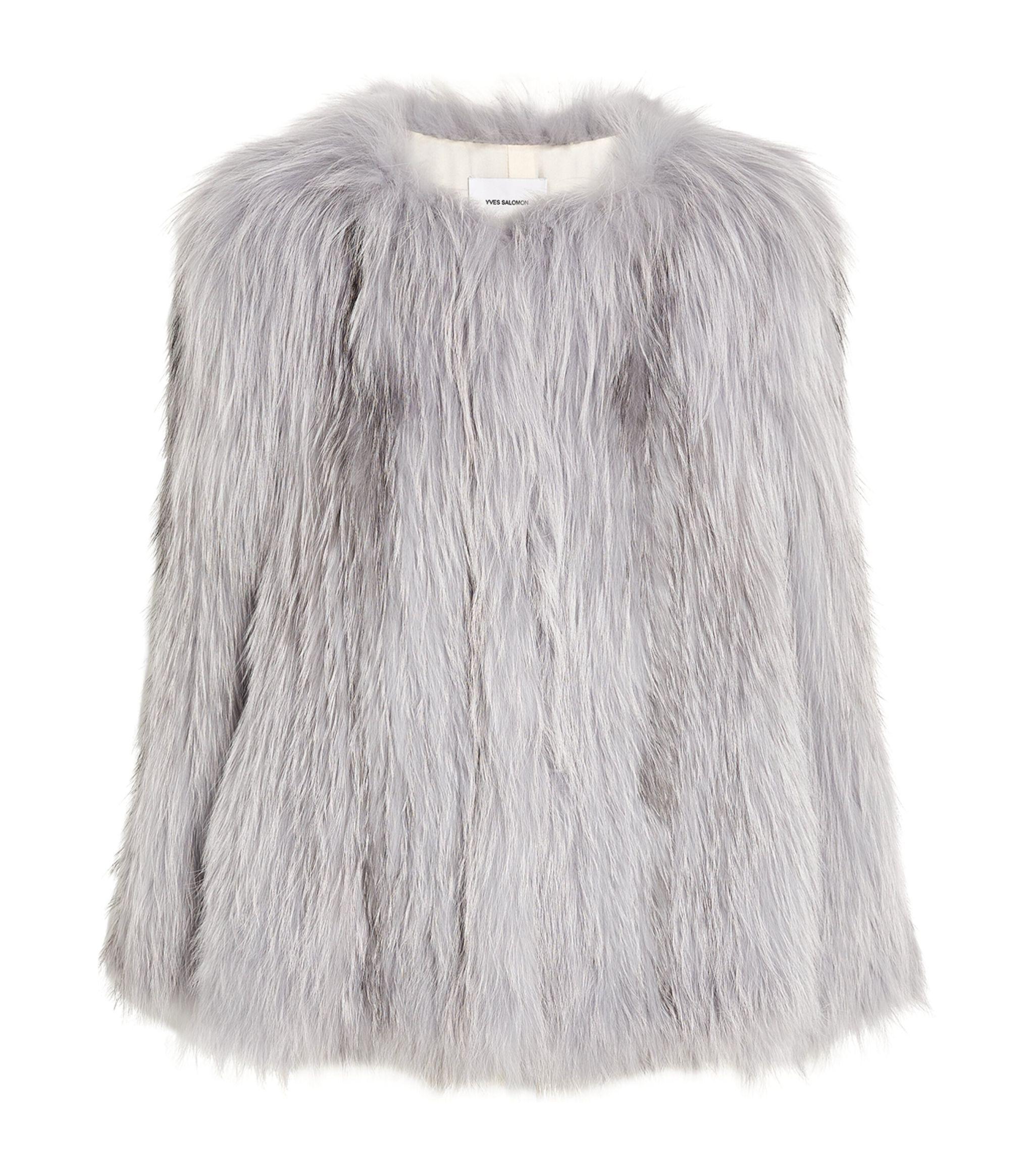 Yves salomon fox fur coat sale