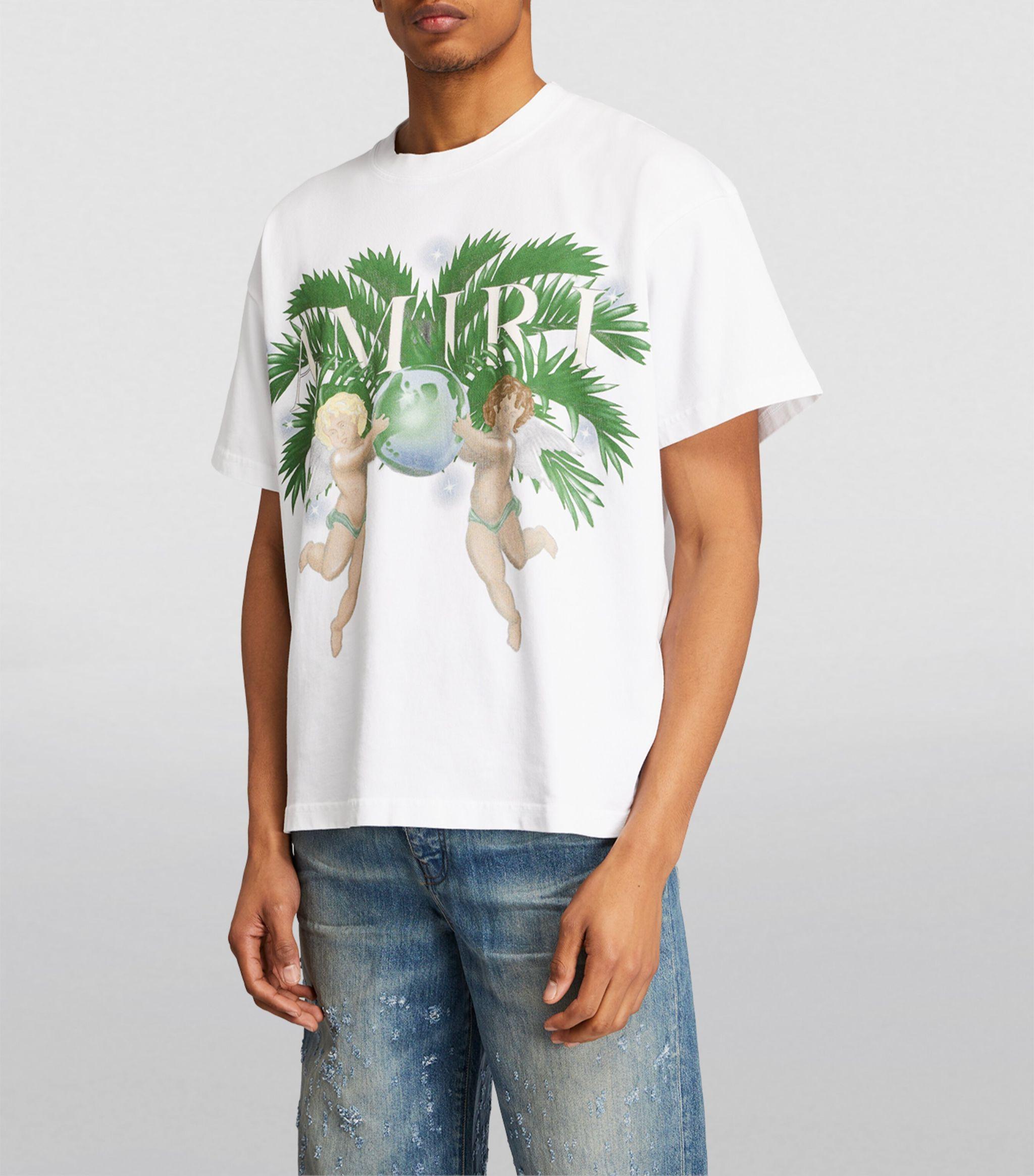 Amiri Airbrush Cherub Graphic T-shirt in Green for Men | Lyst