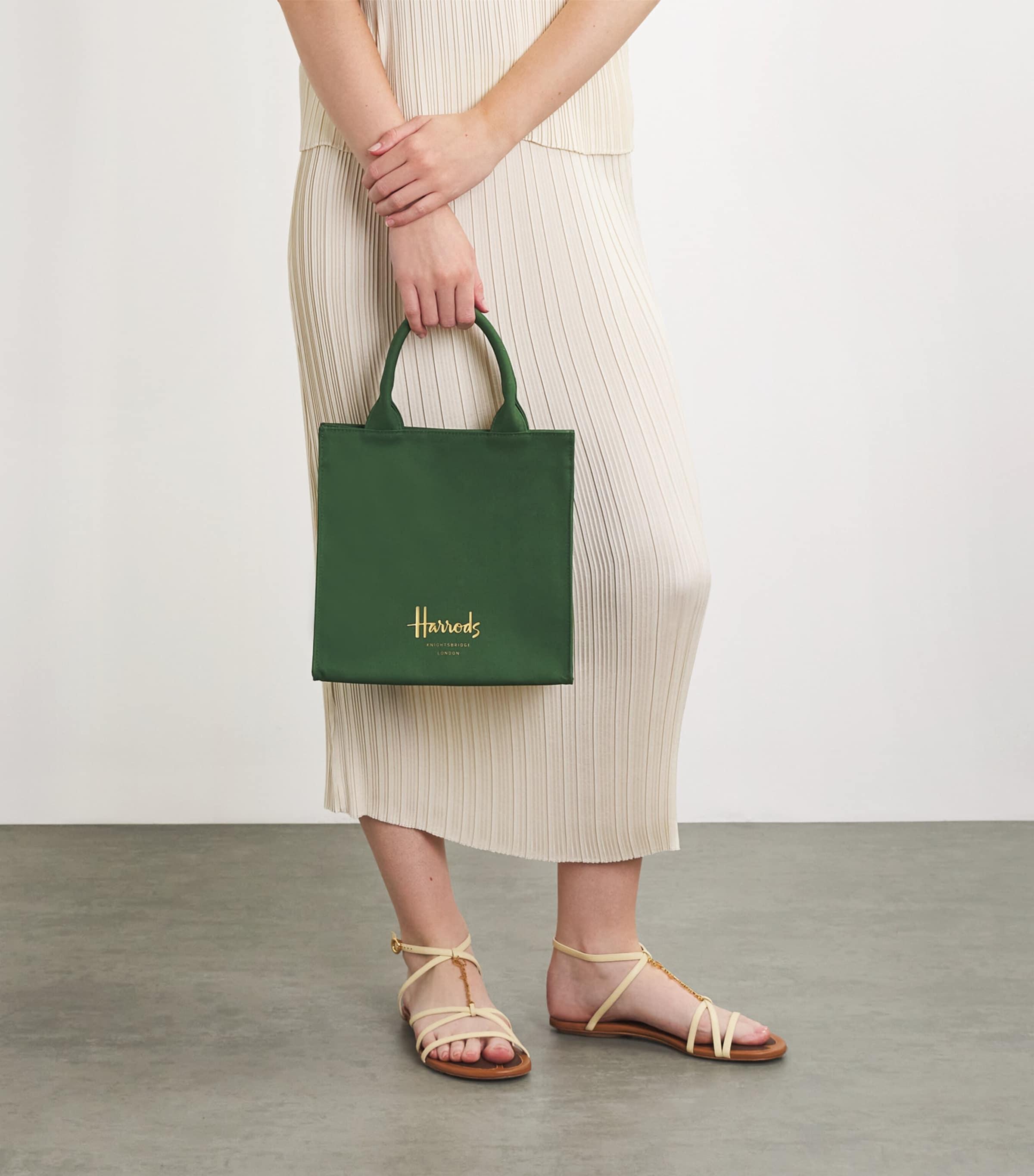 Harrods Small Cotton Logo Tote Bag in Green Lyst UK