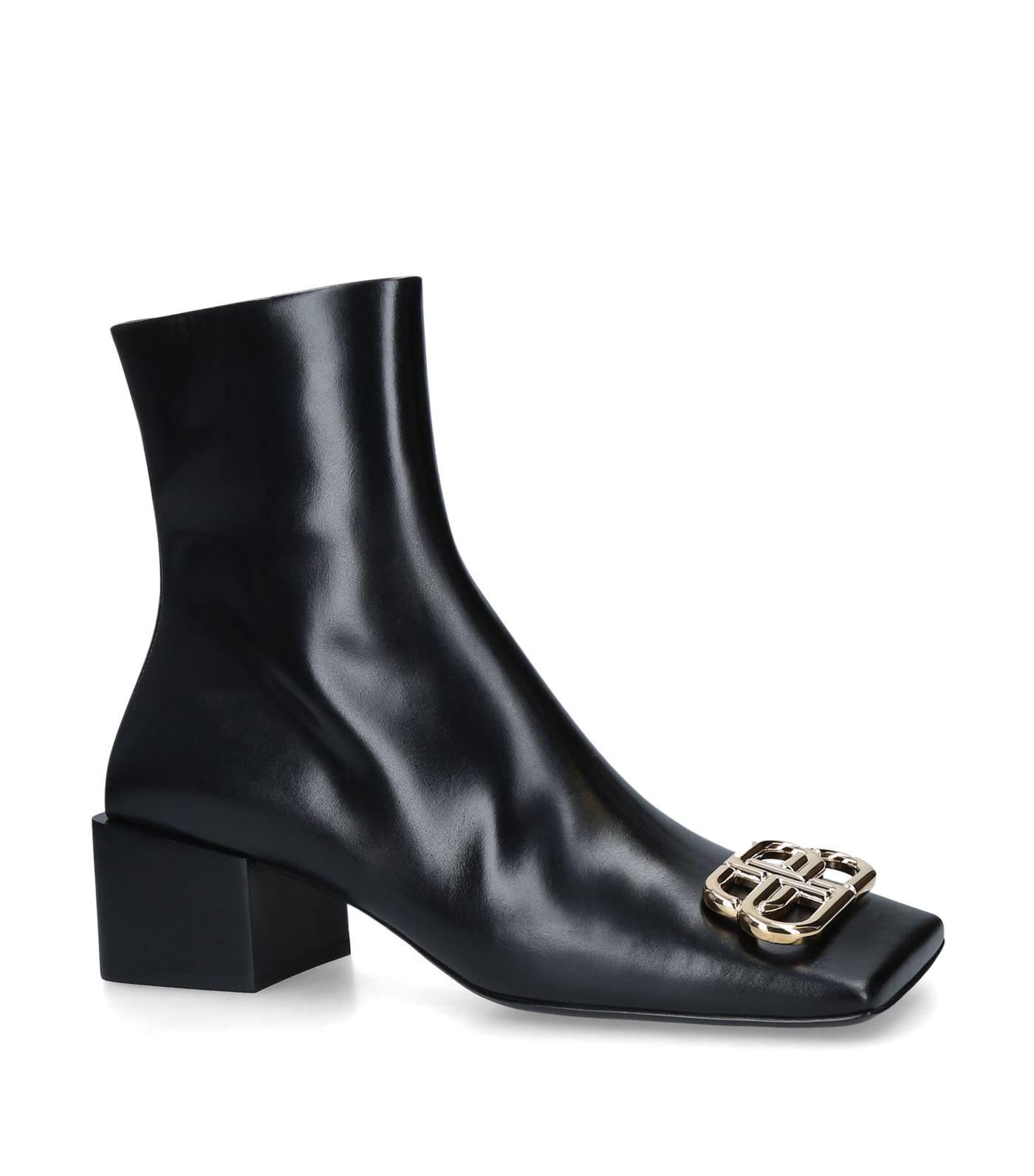 Balenciaga Leather Square Bb Boots 50 in Black Lyst