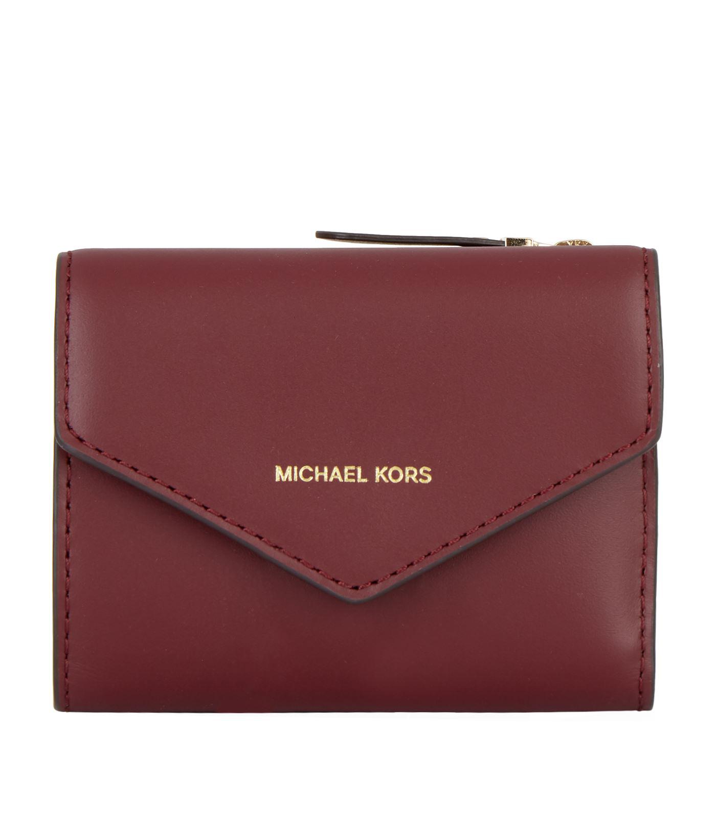 MICHAEL Michael Kors Small Leather Jet Set Envelope Wallet in Red - Lyst