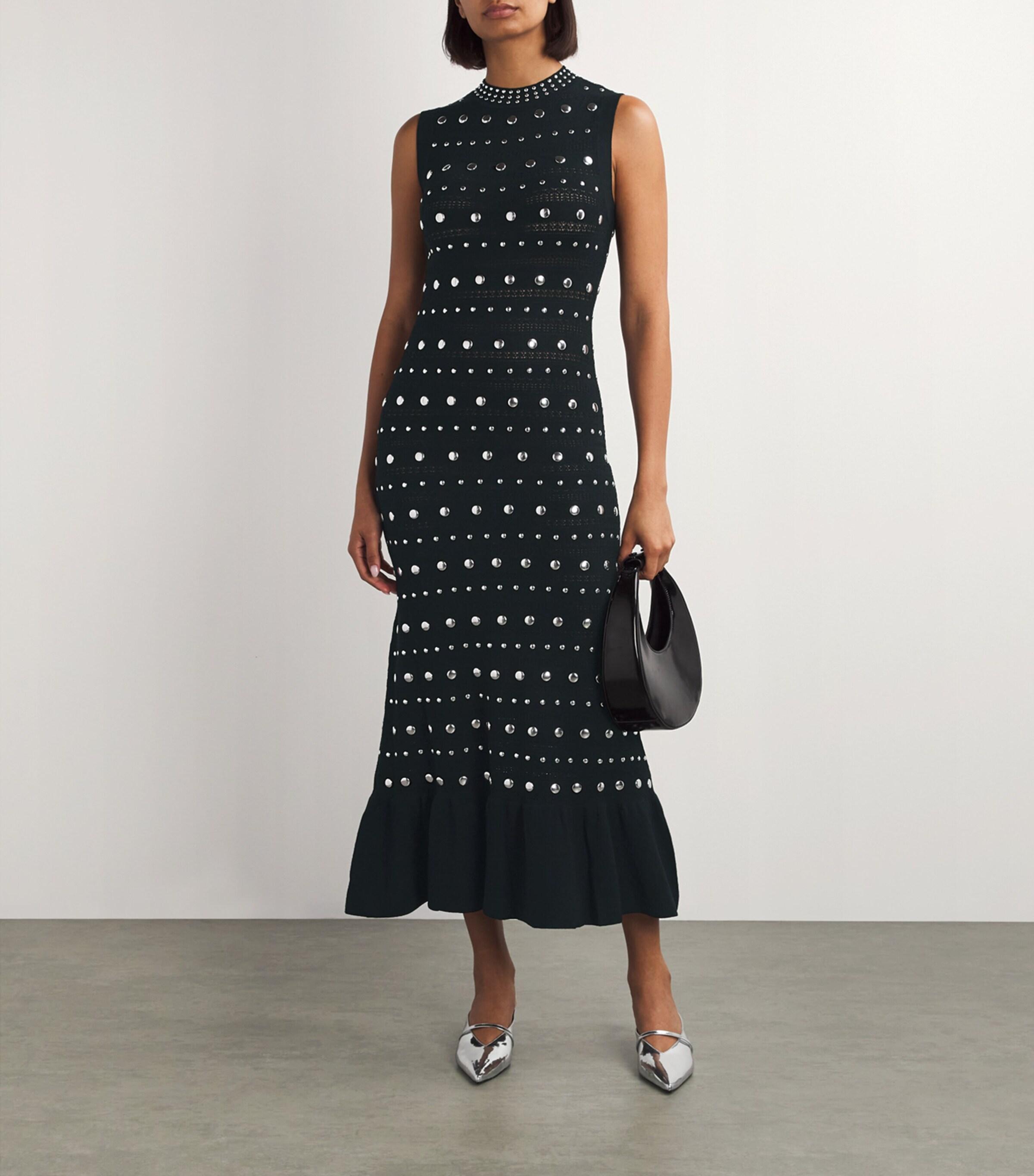 Sandro Stud-Detail Knitted Maxi Dress in Black | Lyst UK