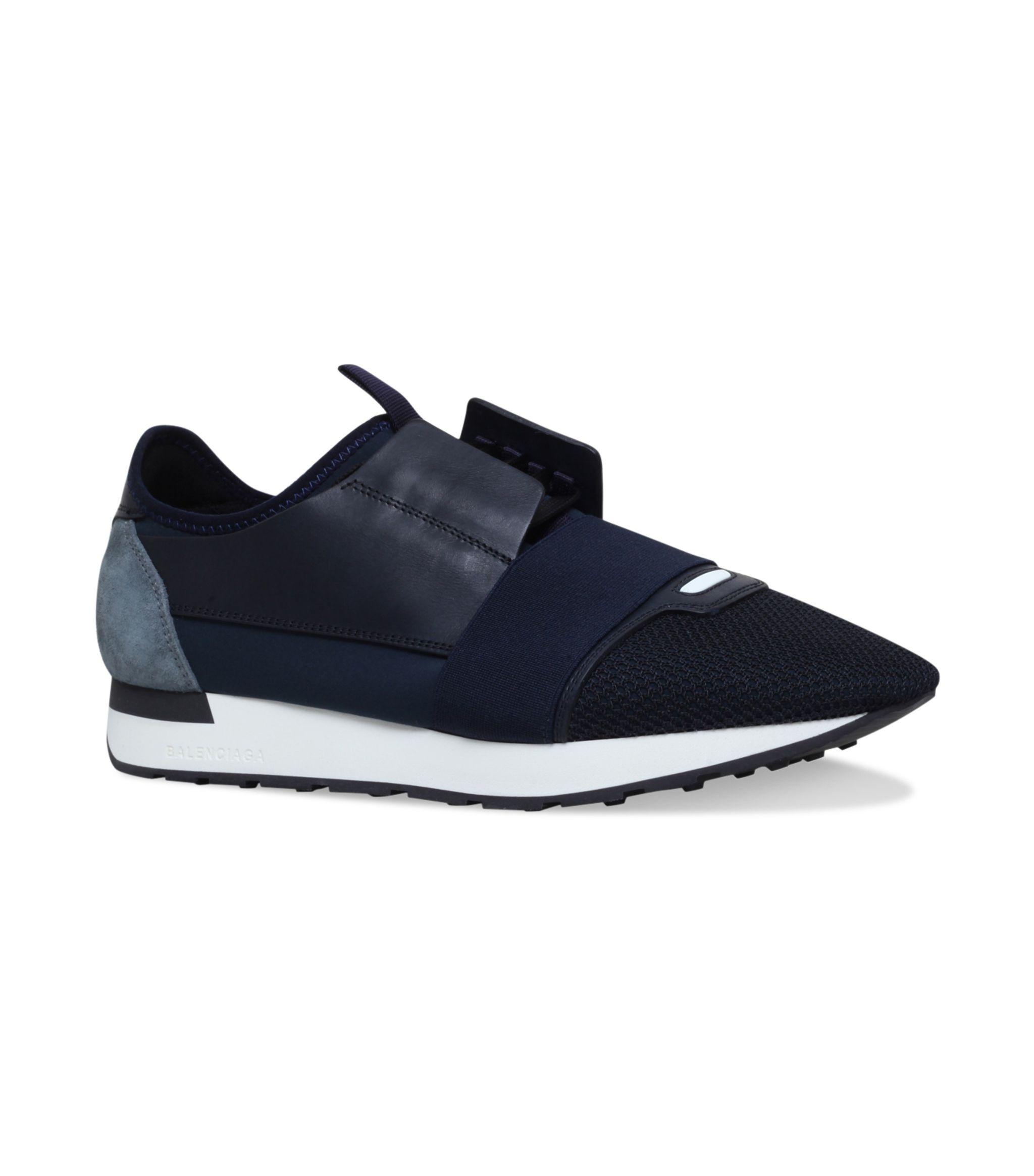 Balenciaga Leather Race Runner Sneakers in Navy (Blue) for Men - Save 2 ...