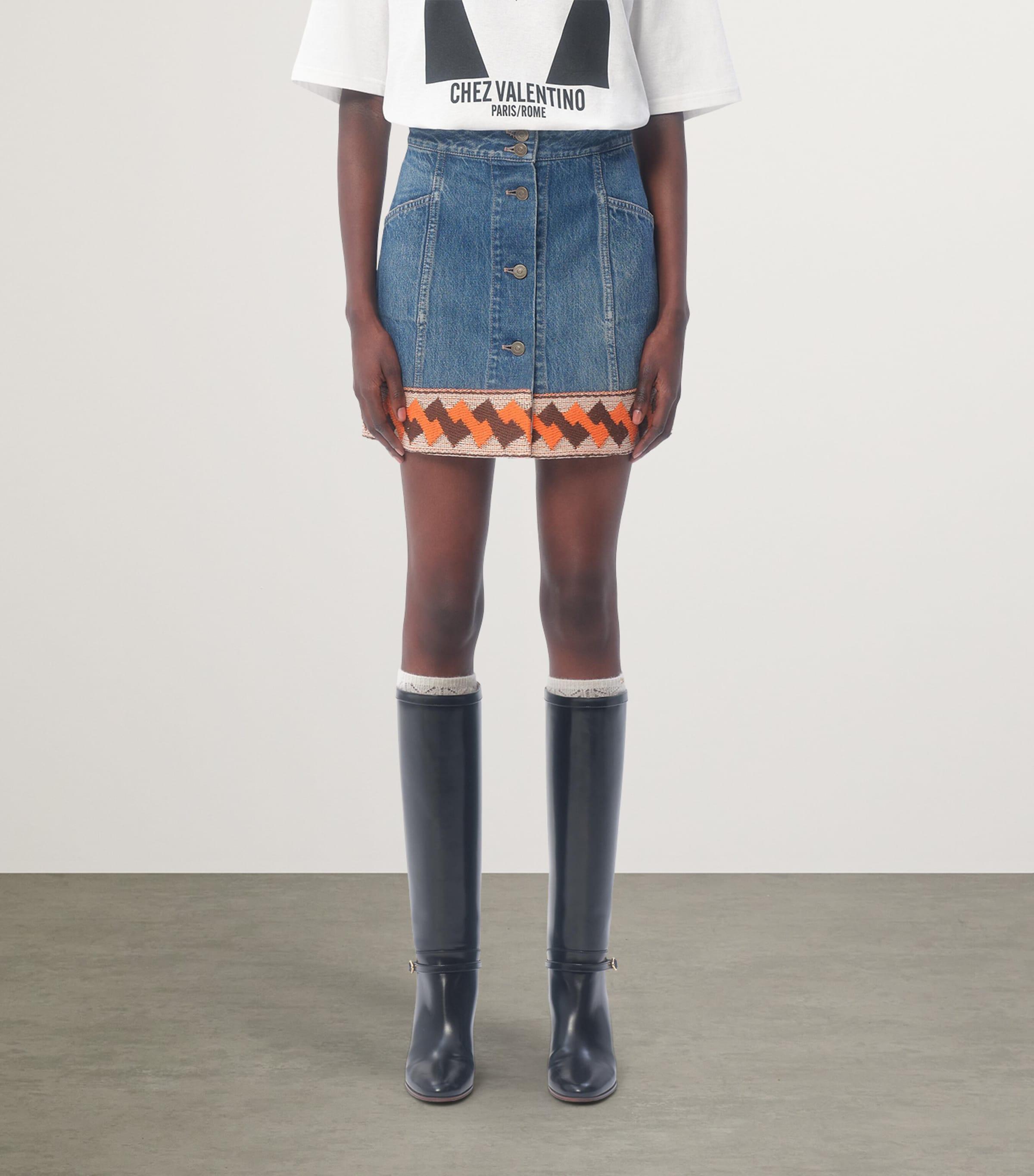 スカート VALENTINO GARAVANI Denim Mini Skirt VALENTINO GARAVANI Ruffled denim mini skirt | NET-A-PORTER