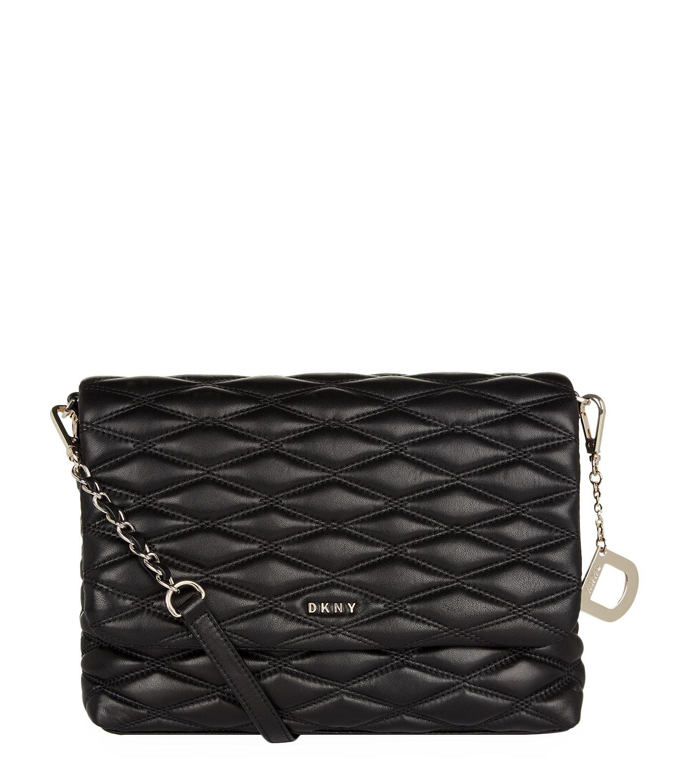 DKNY Leather Quilted Cross Body Bag in Black - Lyst