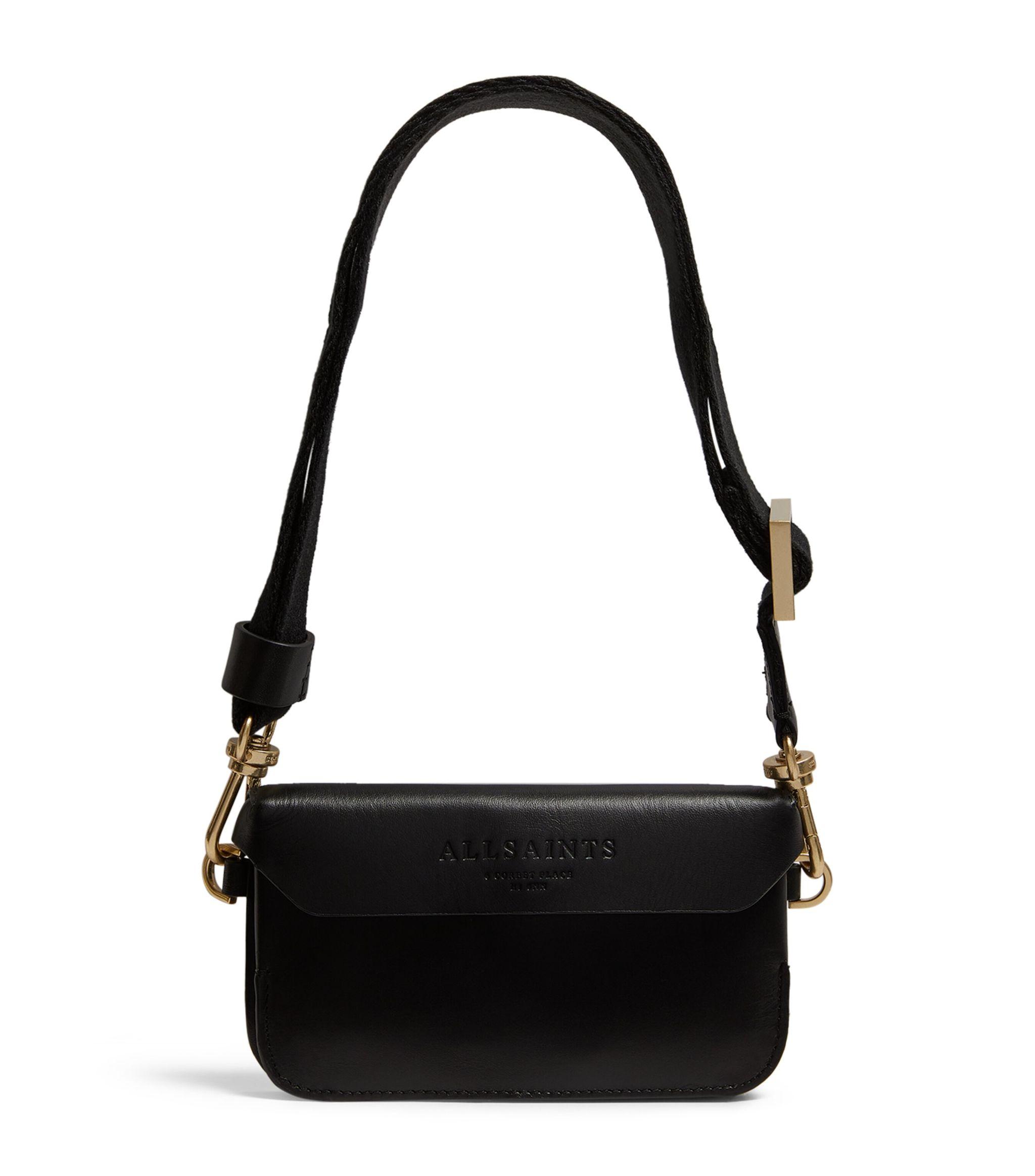 AllSaints Leather Zoe Cross-body Bag in Black | Lyst
