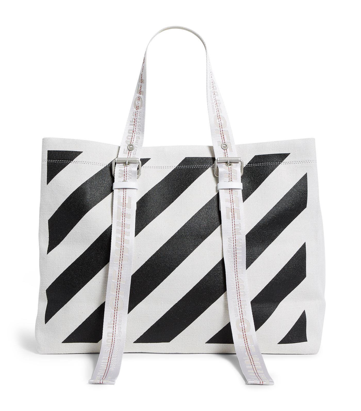 Off-White c/o Virgil Abloh Canvas Diagonal Print Tote in White - Lyst