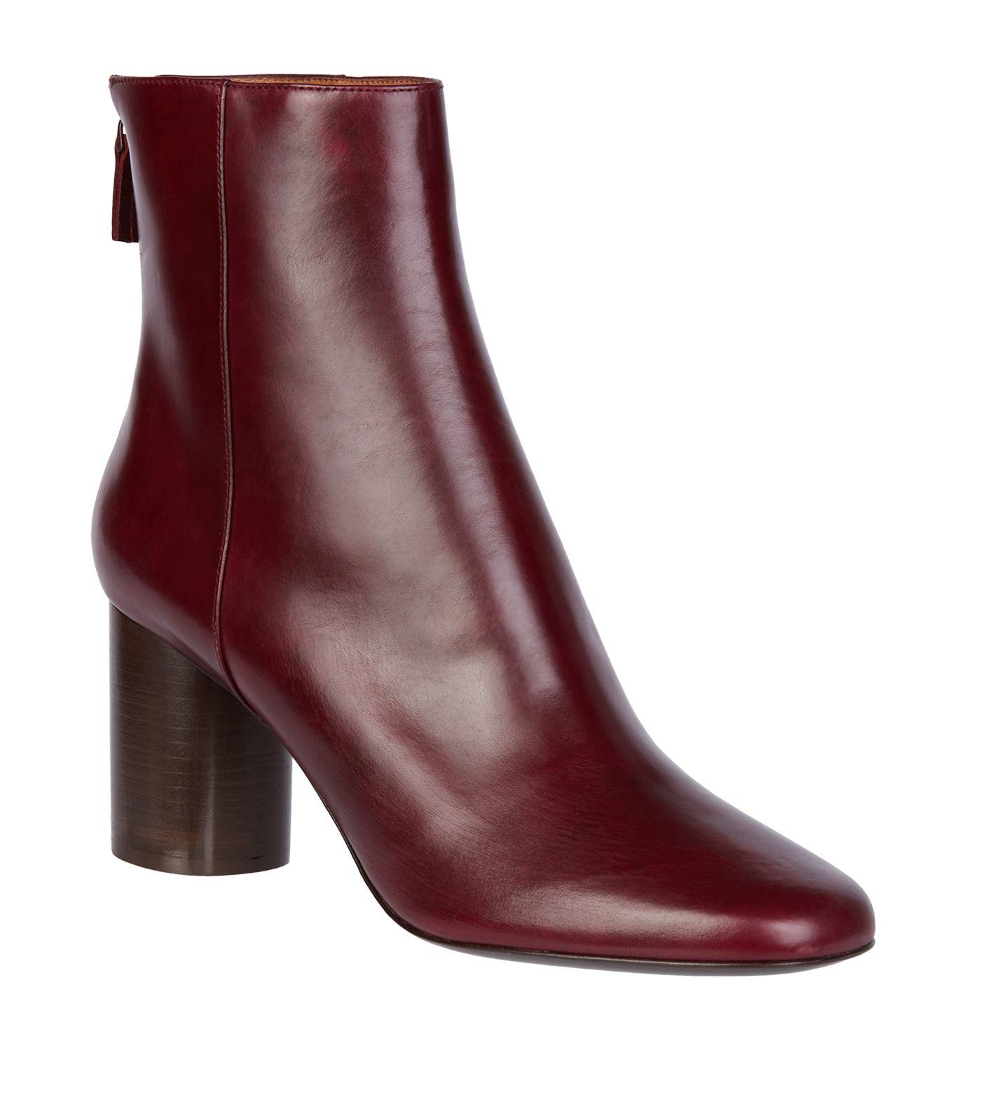 Sandro Leather Sacha Boots in Red - Lyst