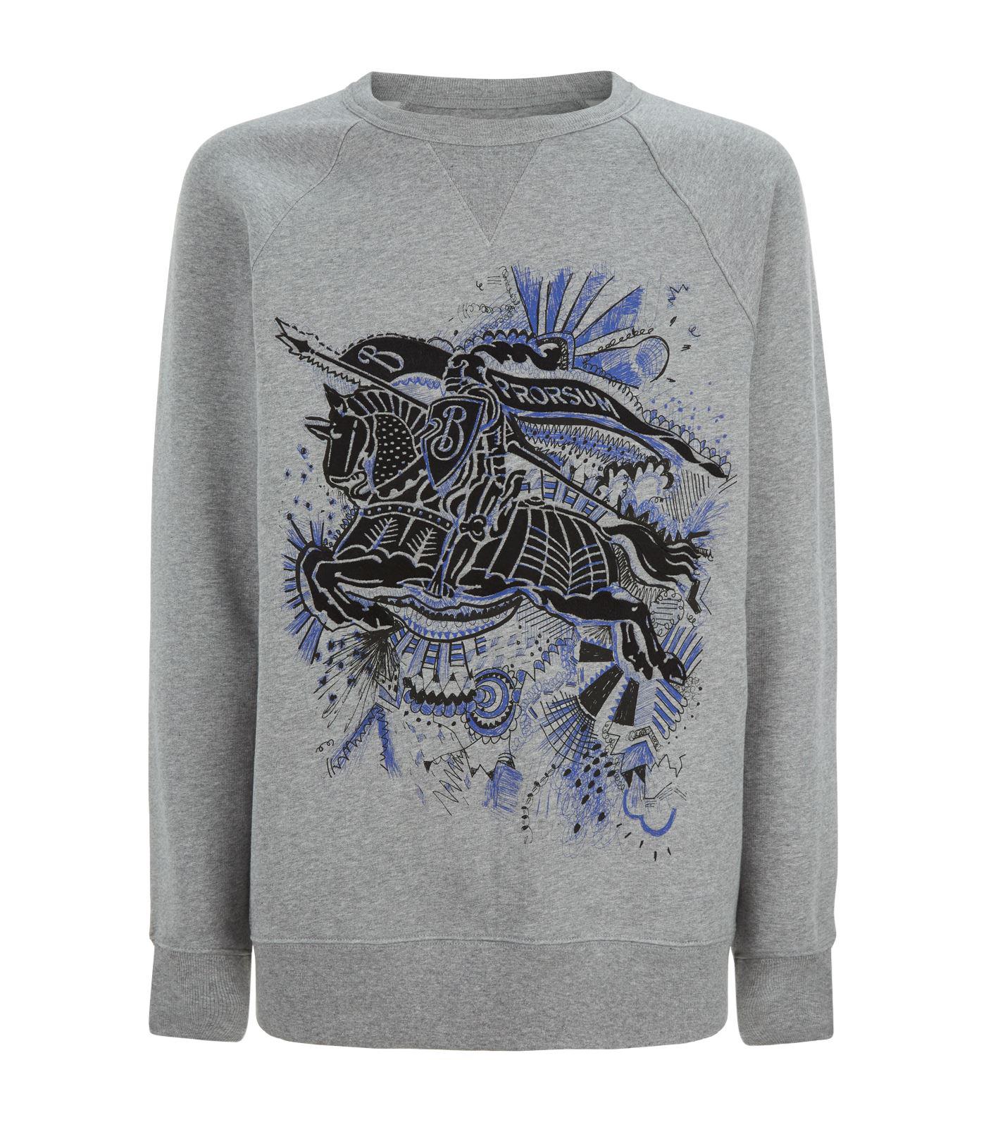 Burberry Cotton Equestrian Knight Embroidered Sweatshirt in Grey (Gray) for  Men | Lyst
