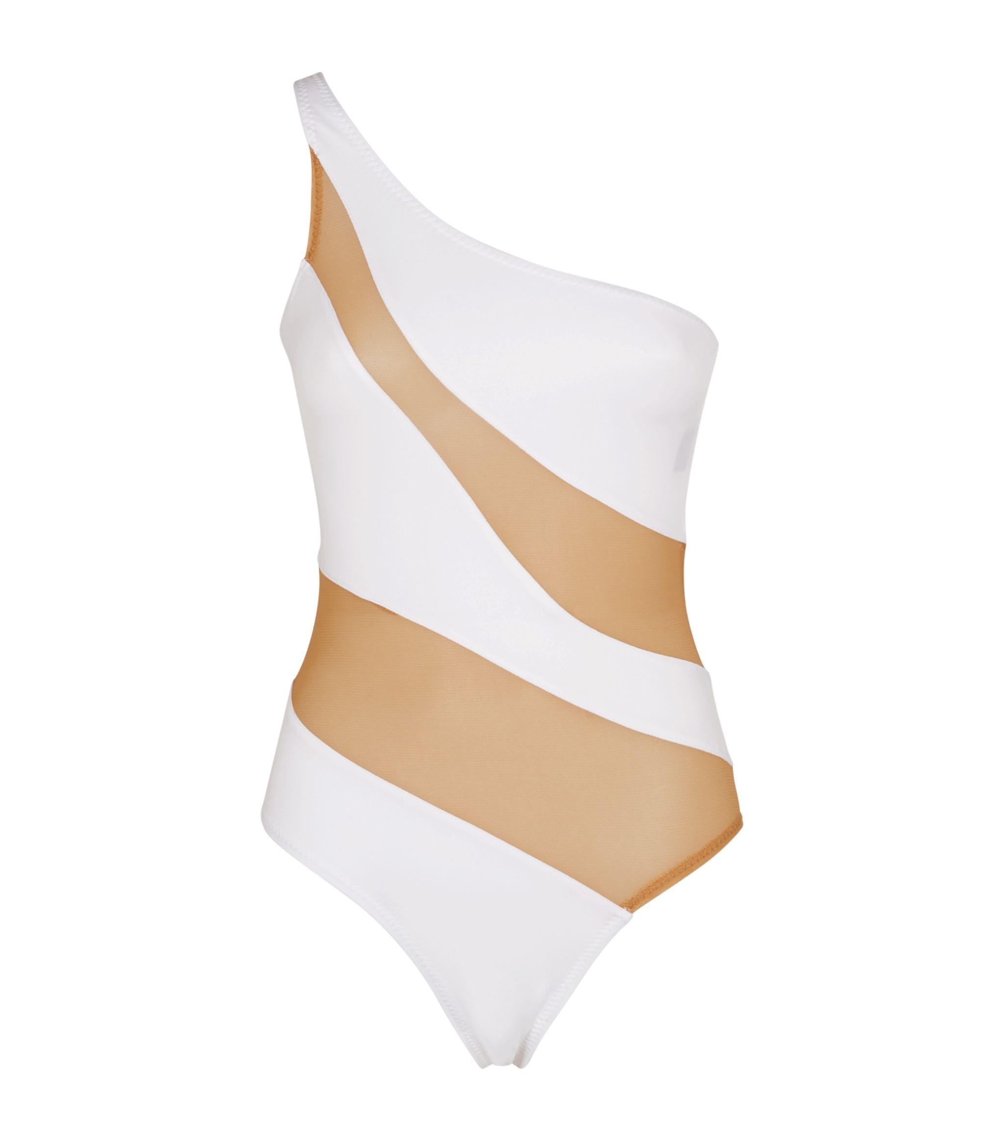 Norma Kamali Snake Cut-out Mesh Mio Swimsuit in White - Lyst
