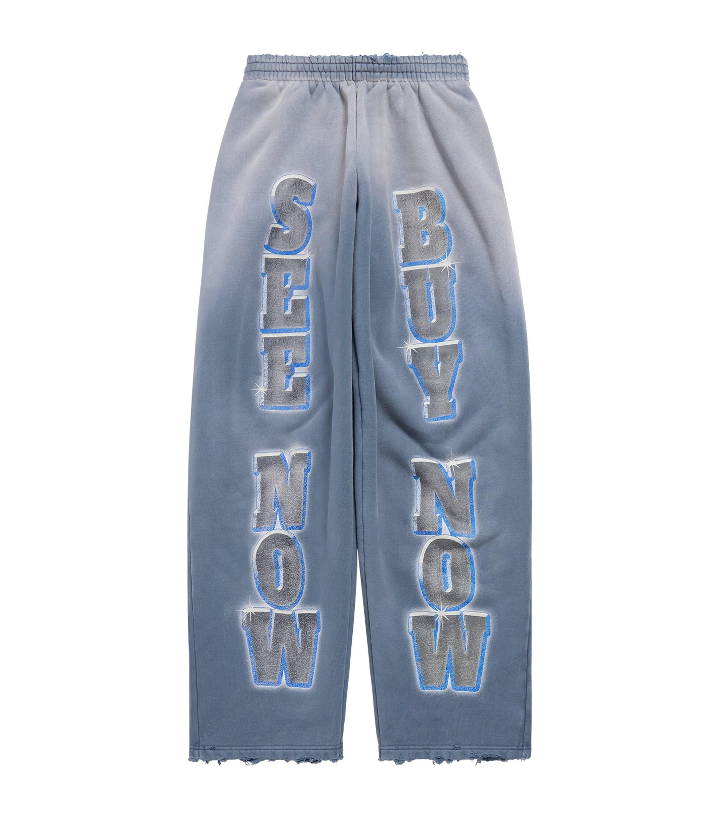Balenciaga Distressed Relaxed Sweatpants in Blue | Lyst