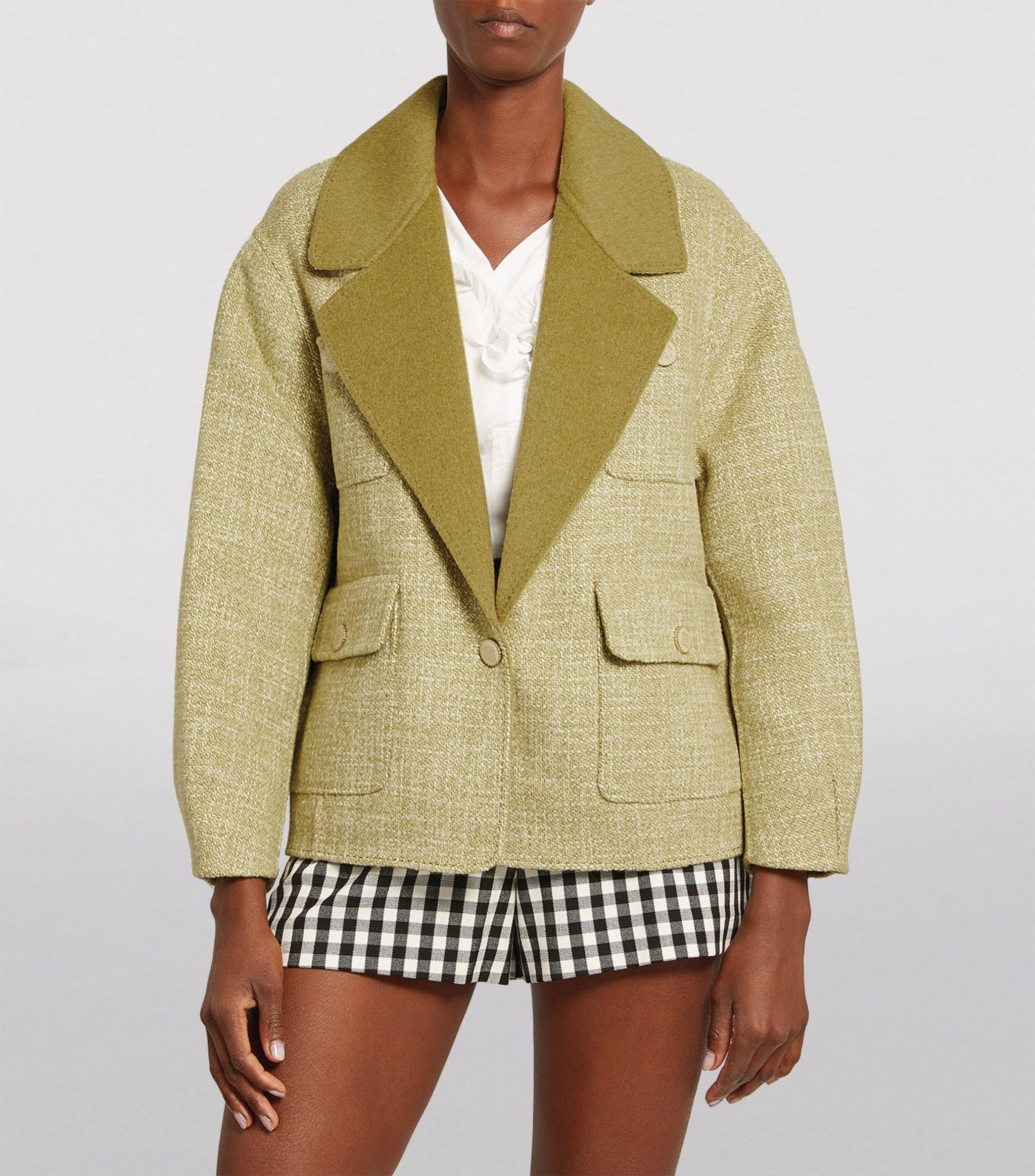 Sandro Wool-blend Oversized Blazer in Green | Lyst