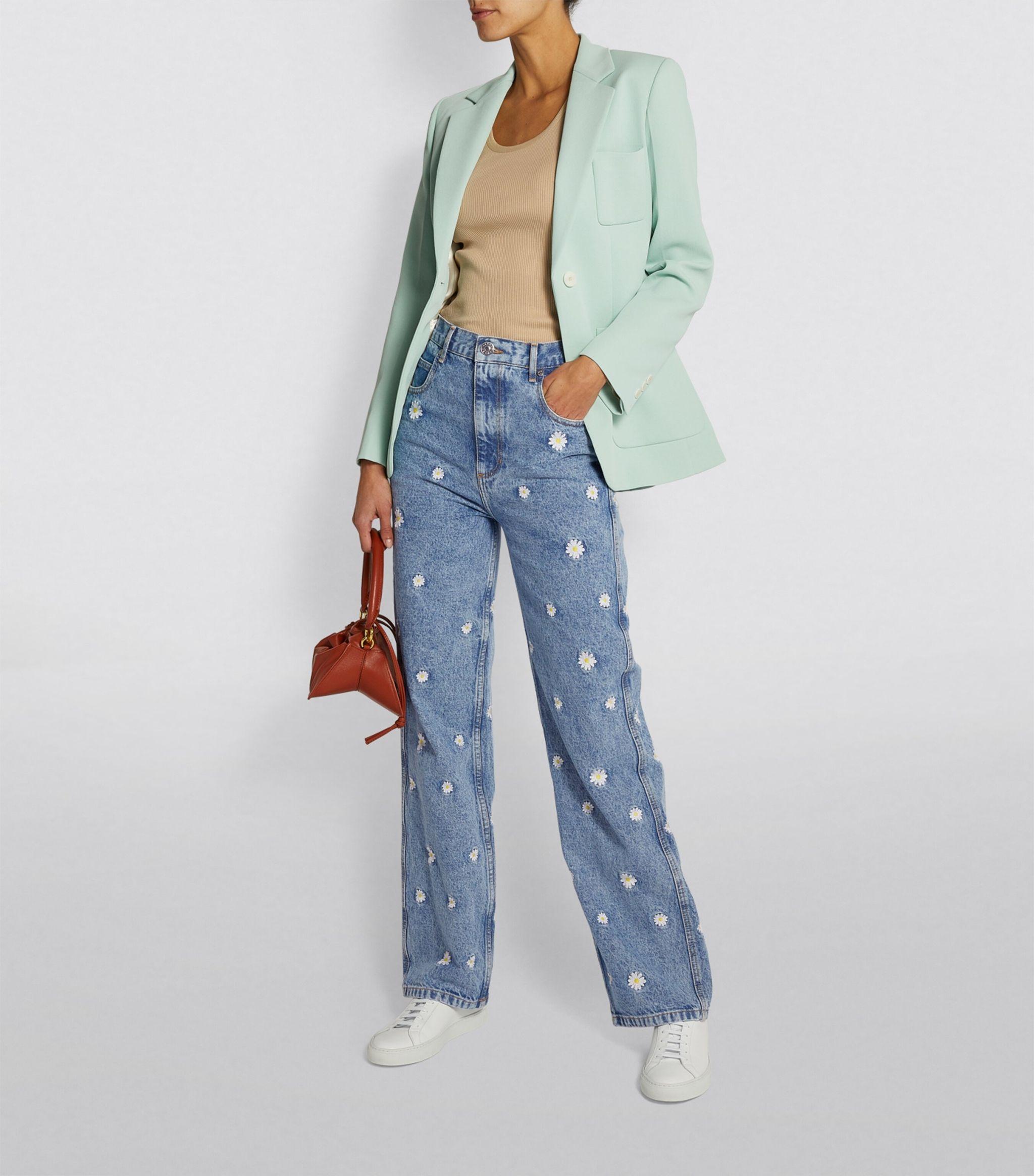 Sandro Embroidered Floral Jeans in Blue | Lyst