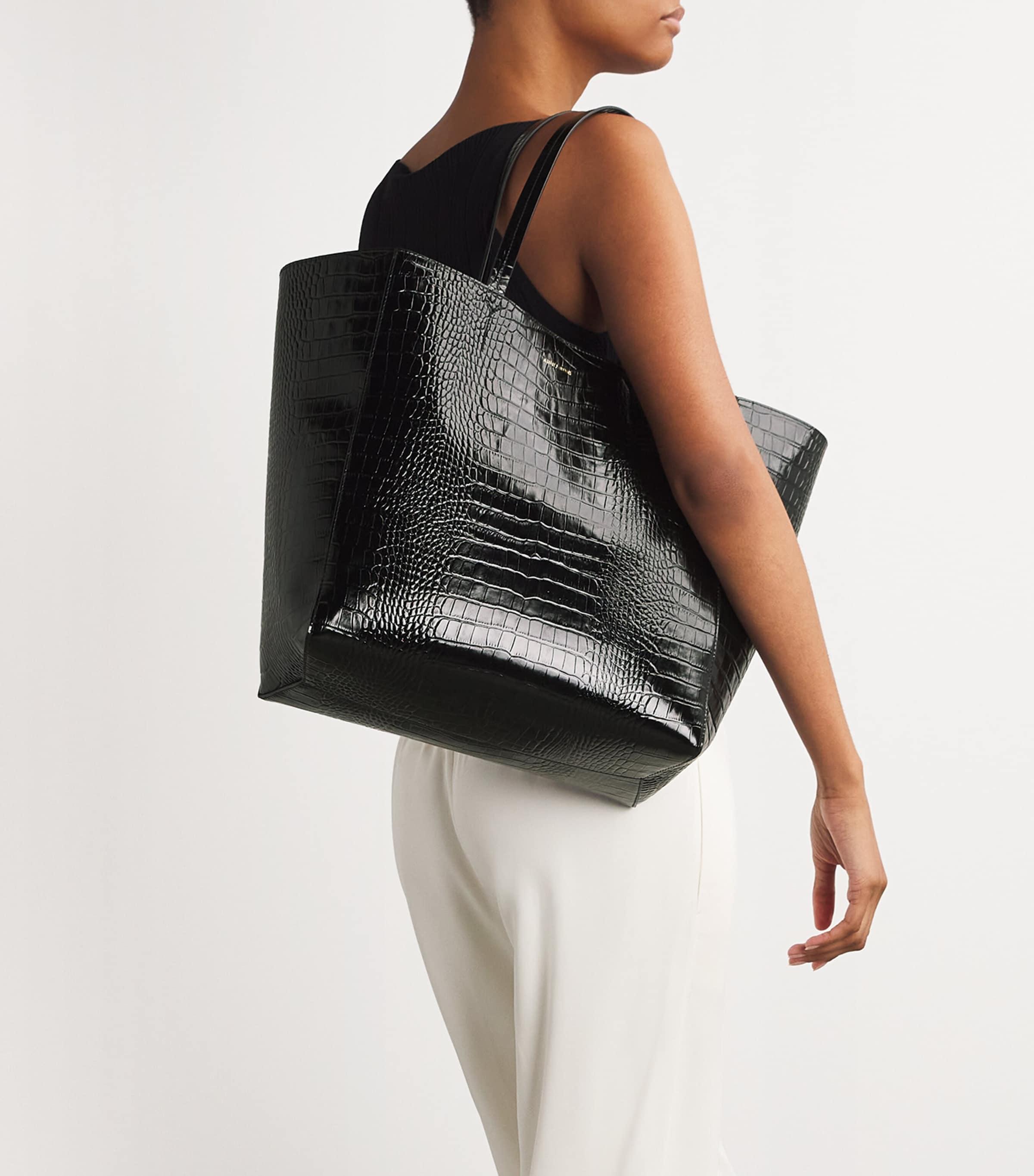 Anine Bing Croc-Embossed Leather Elly Tote Bag in Black Lyst