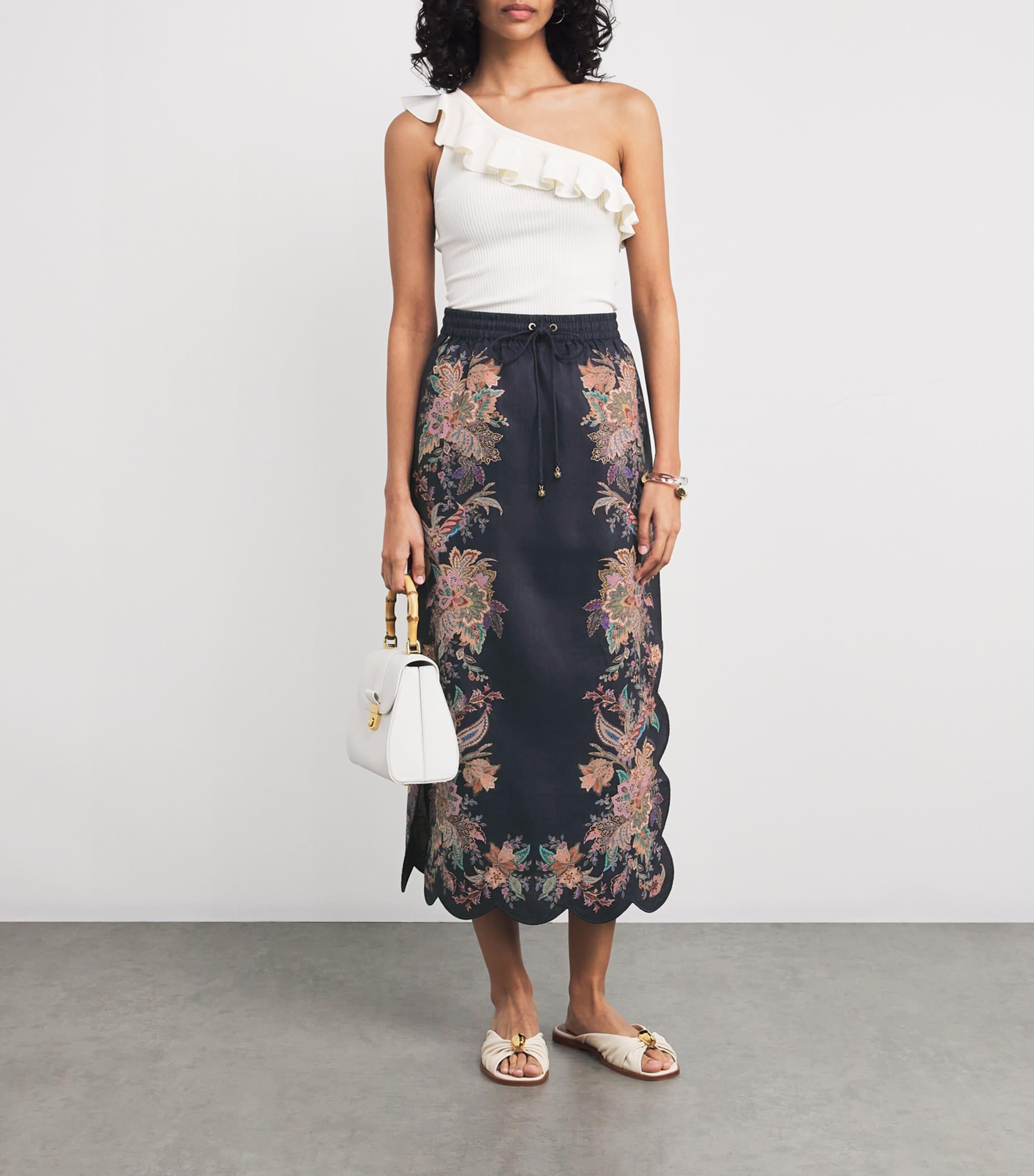 【Zimmermann】Rhiannon linen midi skirt Rhiannon linen midi skirt in blue - Zimmermann | Mytheresa