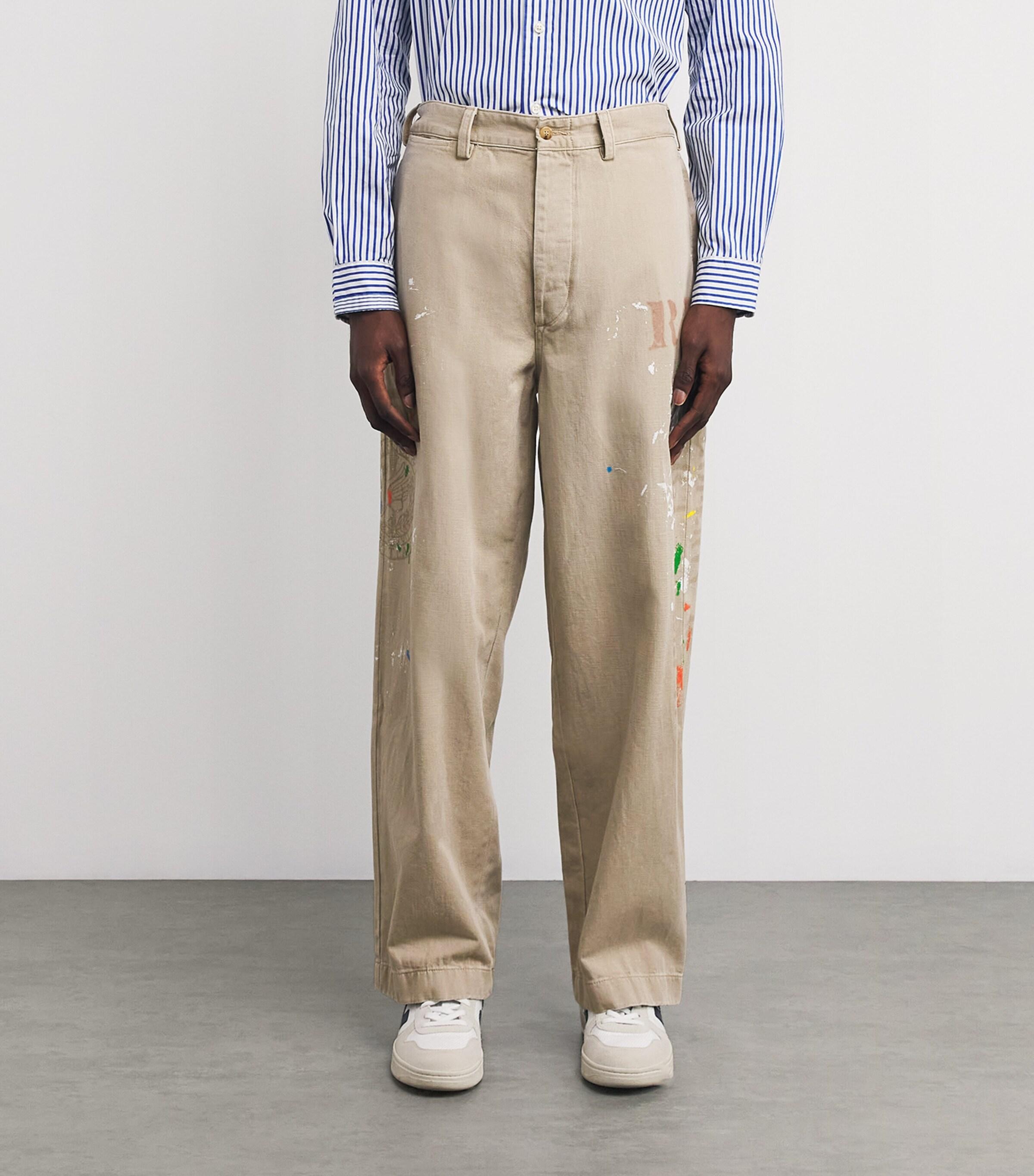 Polo Ralph Lauren Paint Splatter Wide-Leg Trousers in Natural for