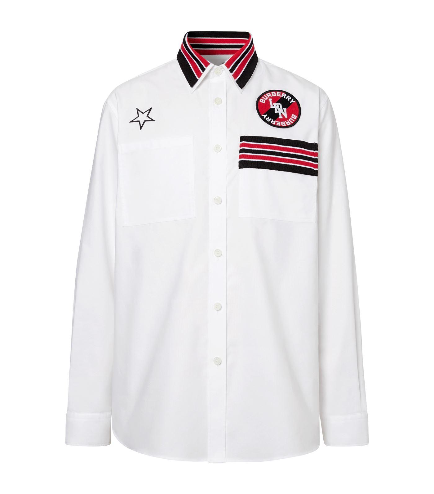 Burberry Logo Patches Shirt in White for Men | Lyst