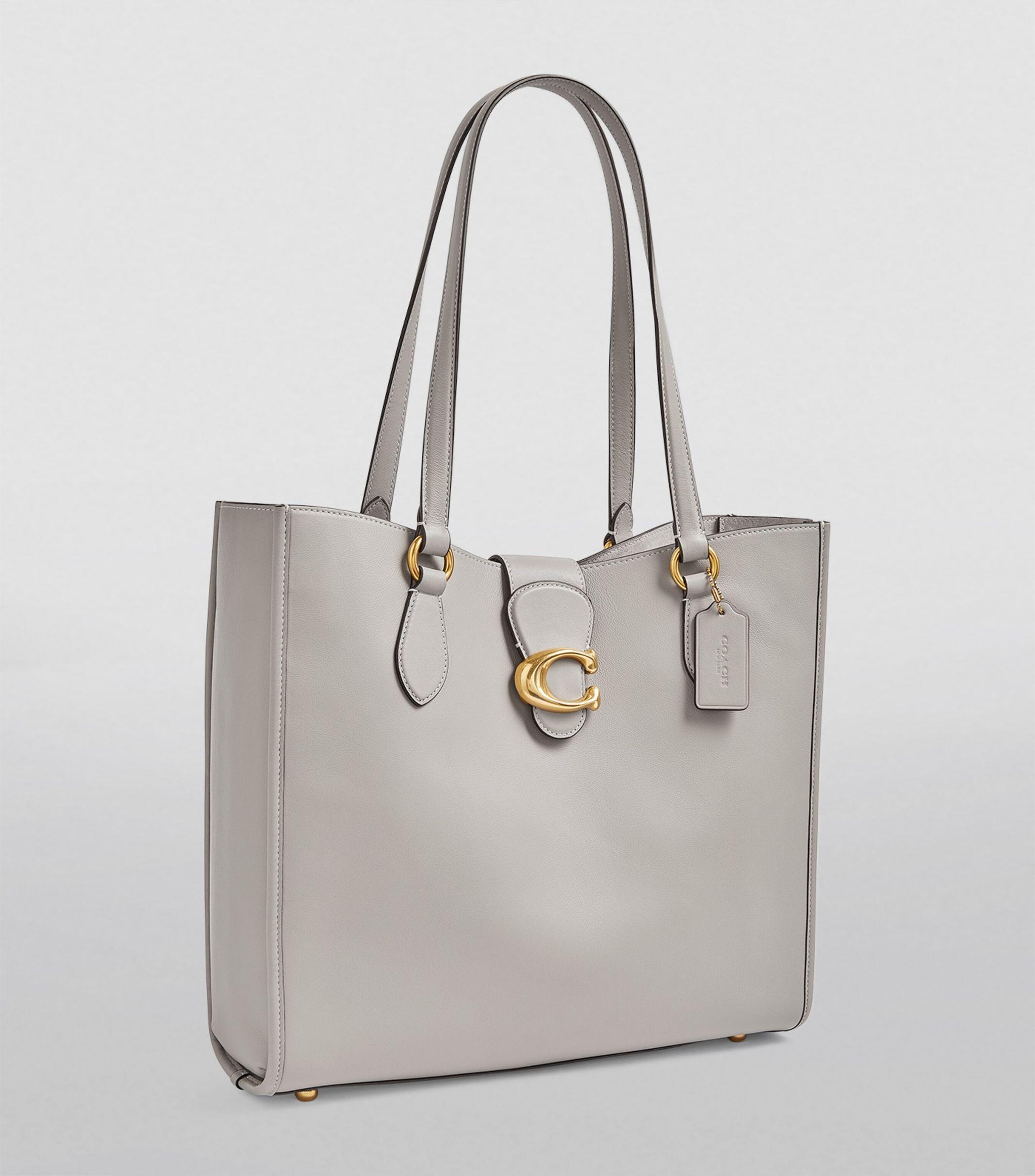 COACH Leather Theo Tote Bag in Gray