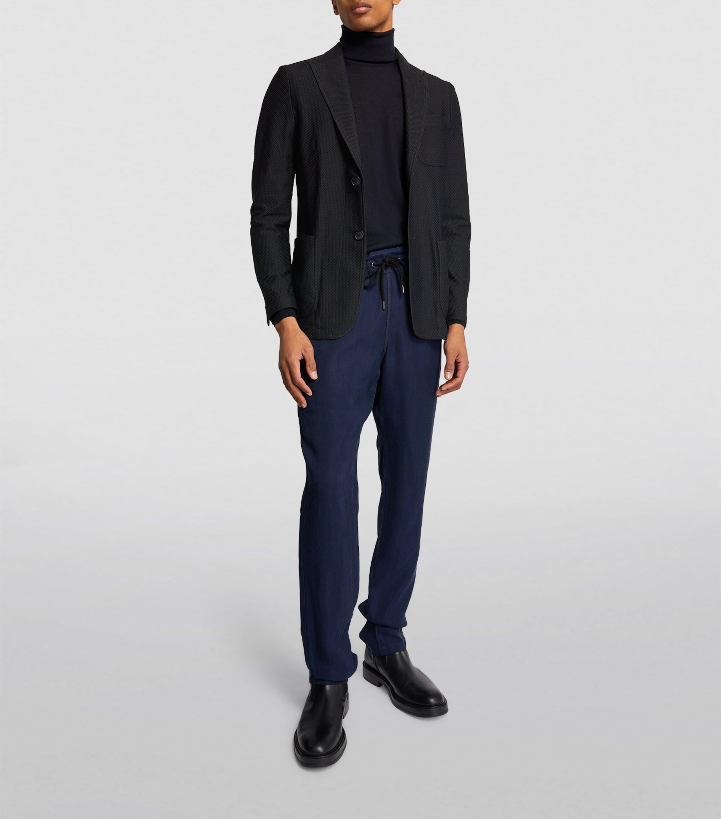 Giorgio Armani Technical-Waffle Icon Blazer in Black for Men | Lyst