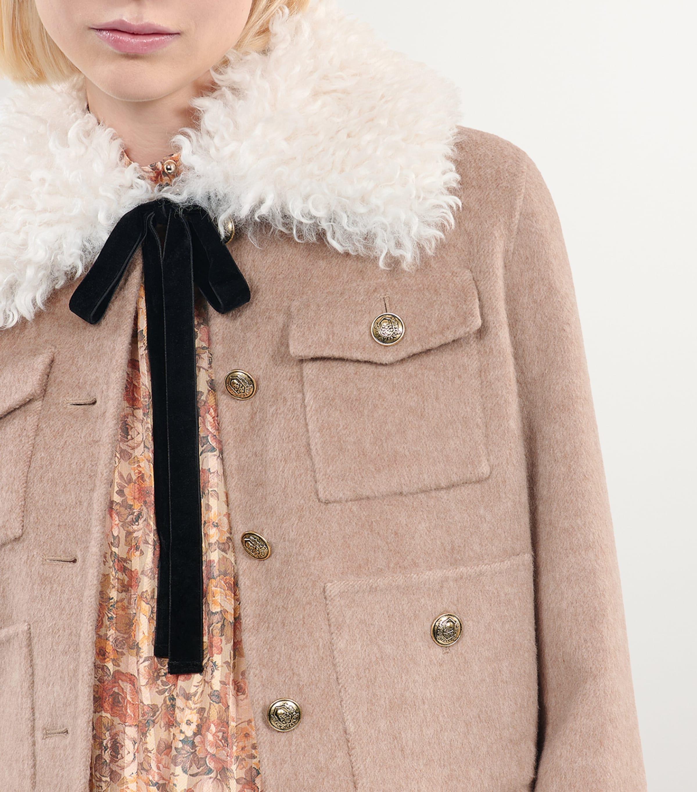 Fur Collar The Kooples Cropped Faux Fur Coat The Kooples Faux