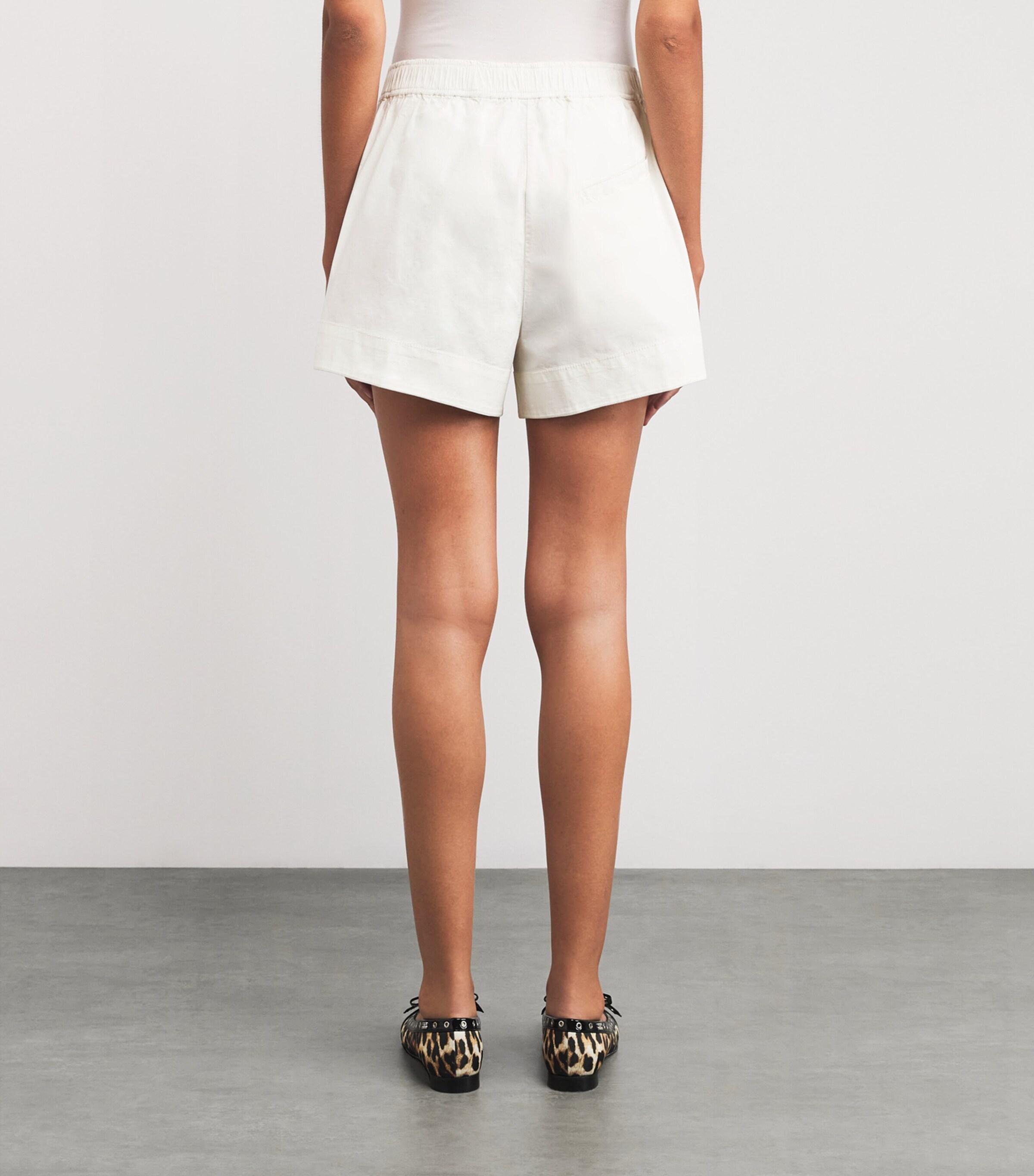 【送料&関税込】Ganni Shorts In White Cotton Egret White Cotton Shorts | GANNI US