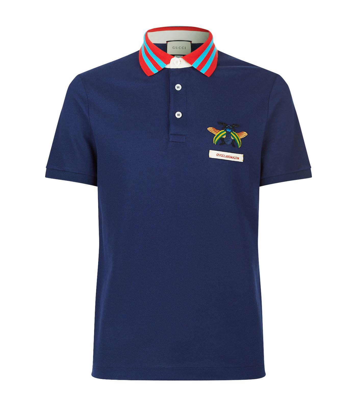 Gucci Cotton Animalium Polo Shirt in Navy (Blue) for Men | Lyst UK