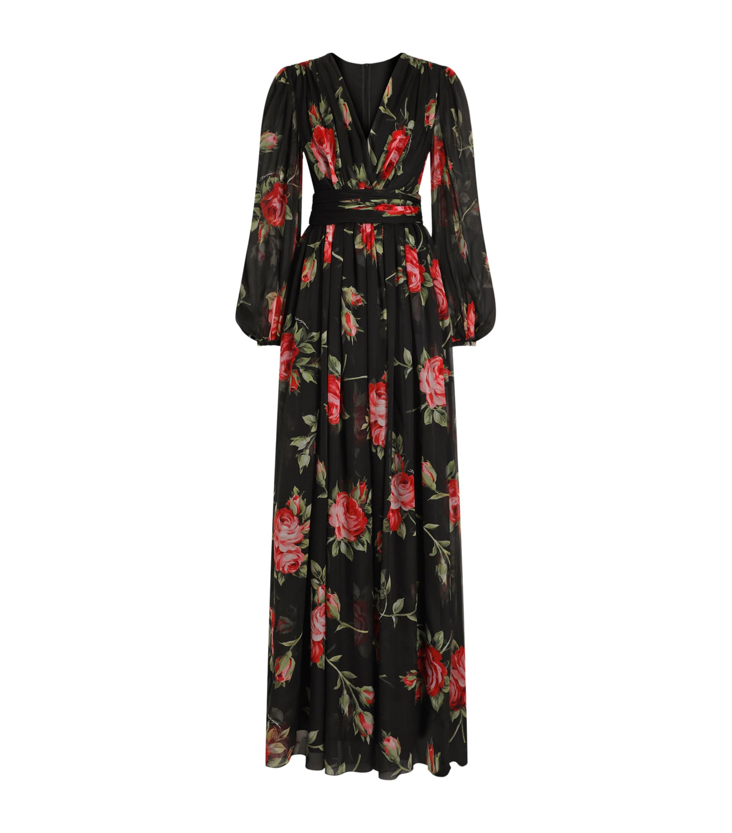 chinese dress ladies Dolce & Gabbana Blue Floral Print Tiered Long Maxi Dress main image 0