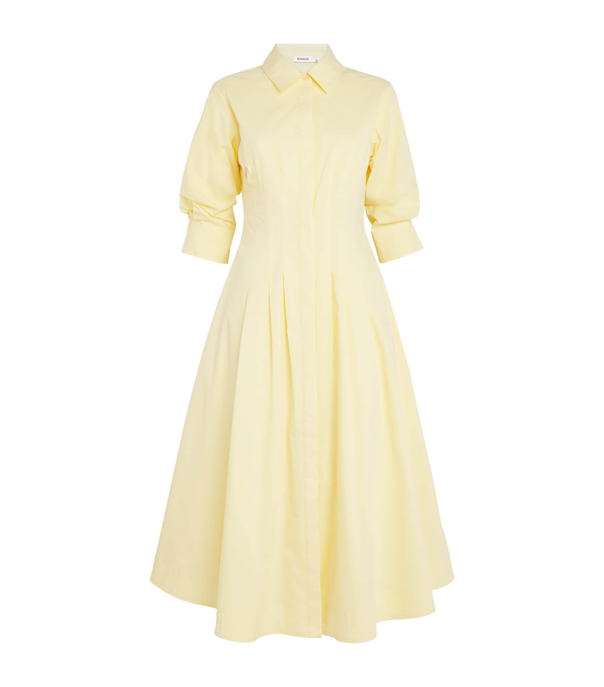 knee length dresses for ladies Sheila Yellow Midi Shirt Dress – Shollyjaay main image 0