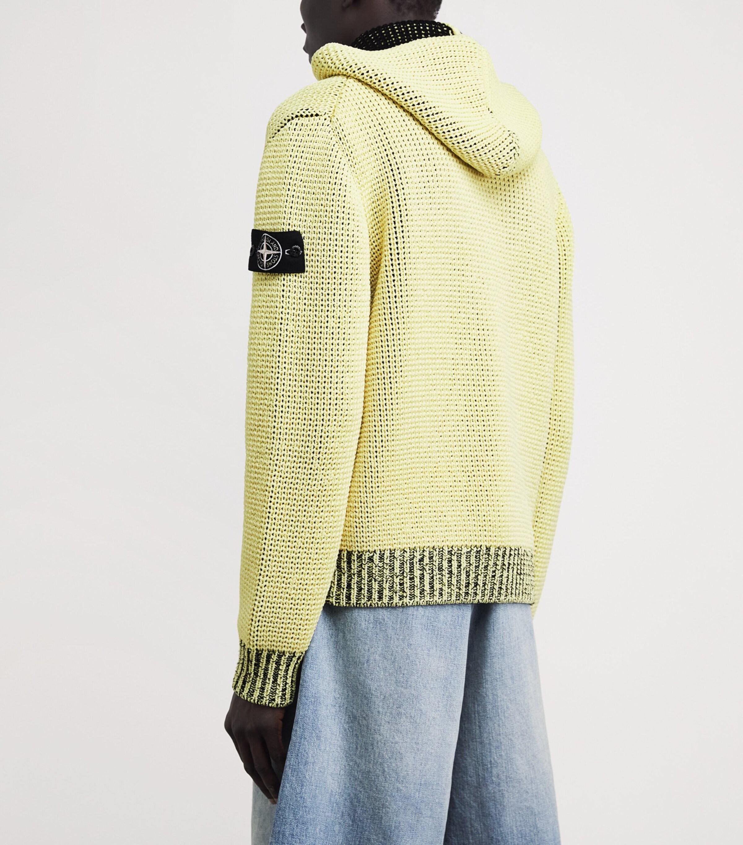 Stone Island Uv-Reactive Knit Hoodie in Yellow for Men | Lyst