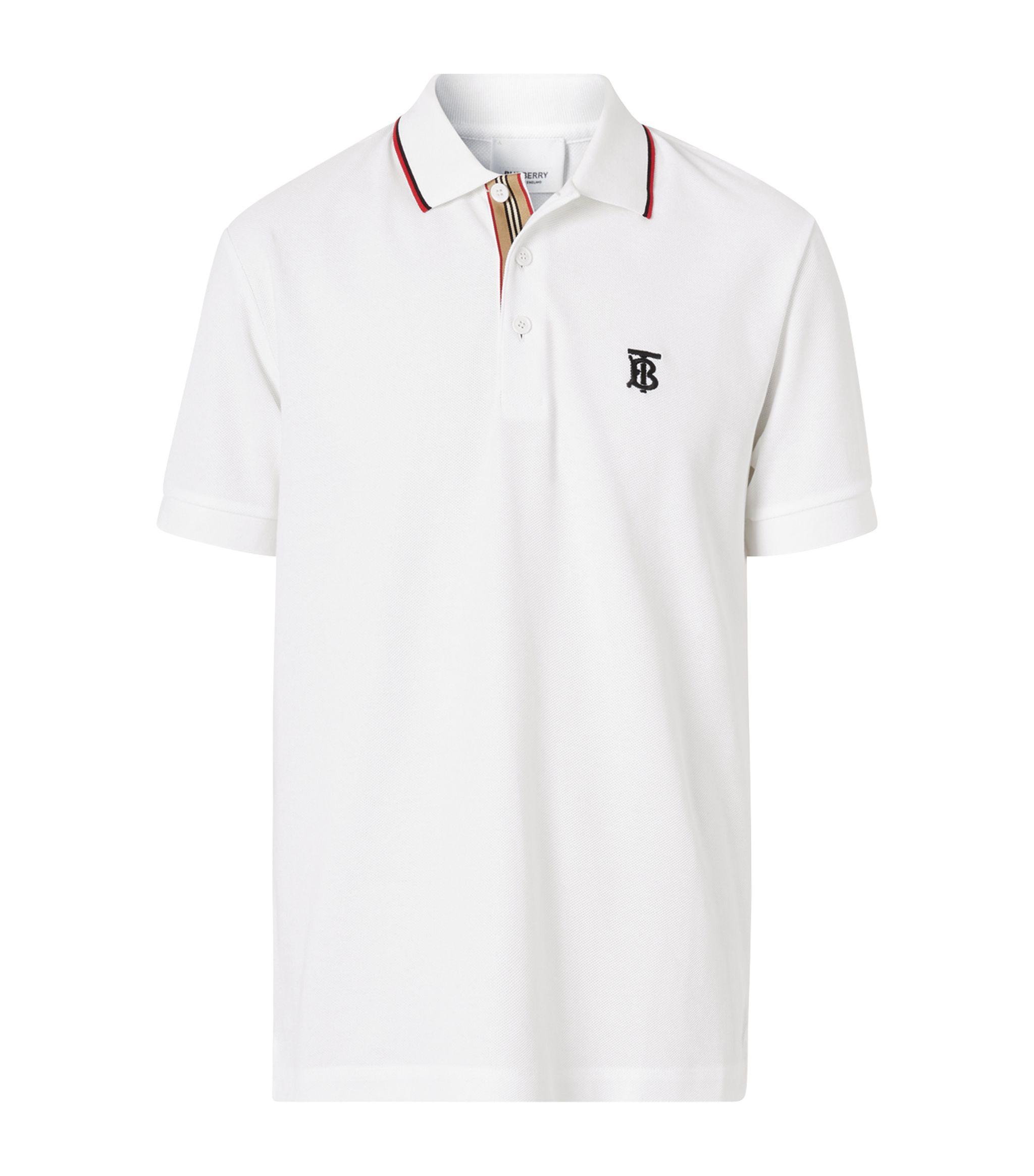 Burberry Cotton Tb Monogram Polo Shirt in White for Men - Lyst