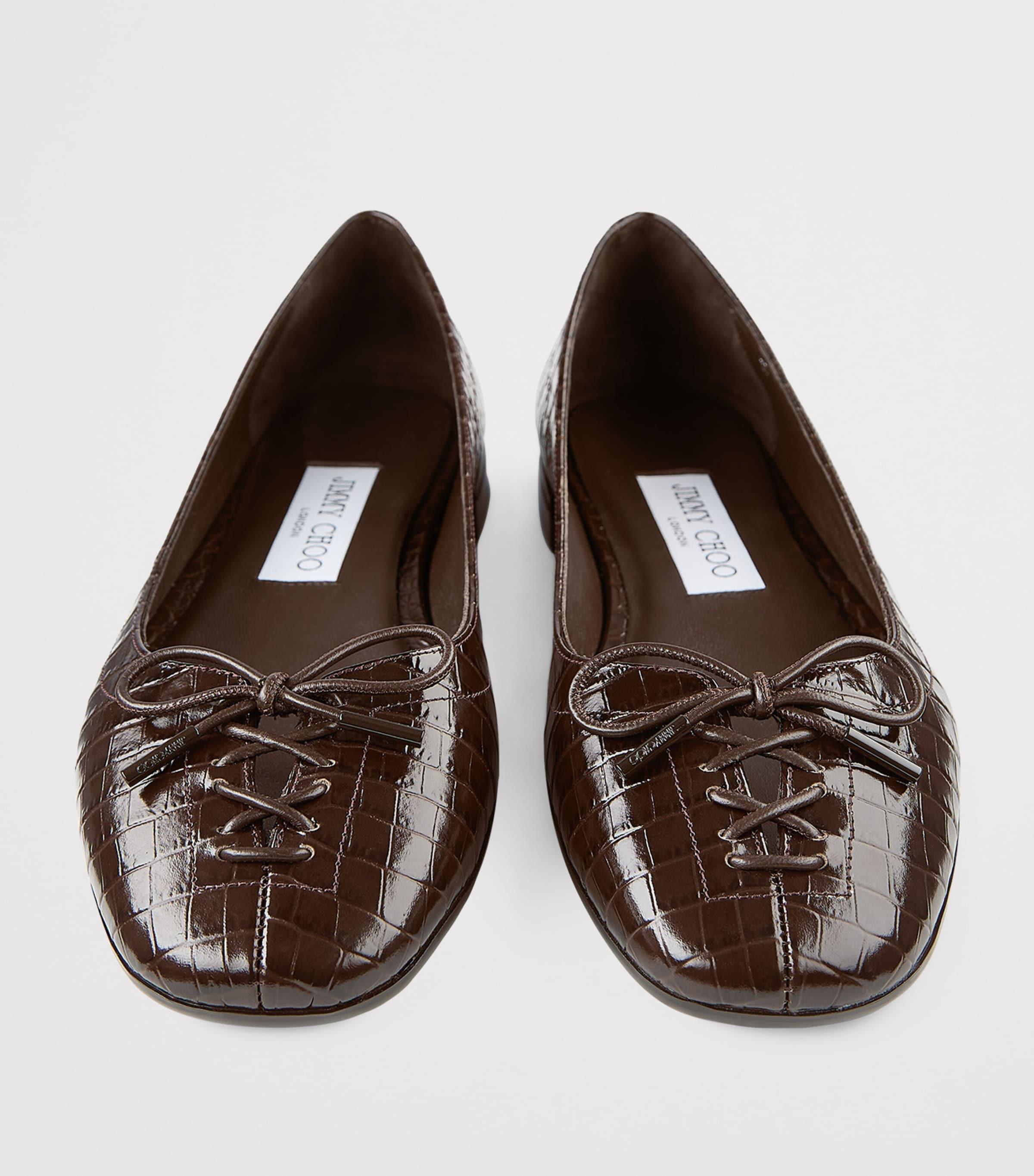 バレエシューズ JIMMY CHOO LENI FLAT NAPPA+CROC EMBOSSED LEATHER バレエシューズ JIMMY CHOO LENI FLAT NAPPA+CROC EMBOSSED