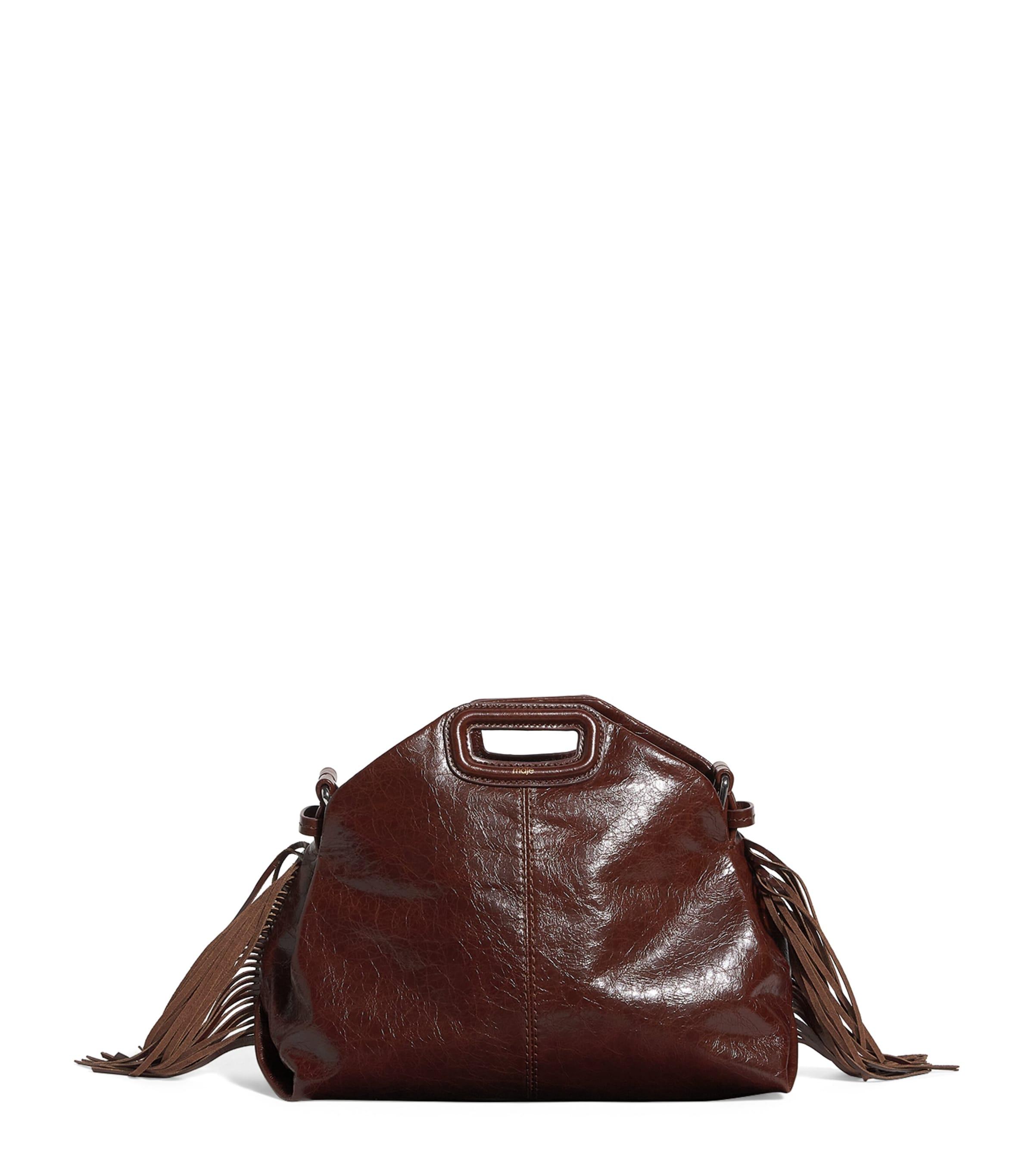 Maje Cracked Leather Miss M Shoulder Bag in Brown Lyst UK