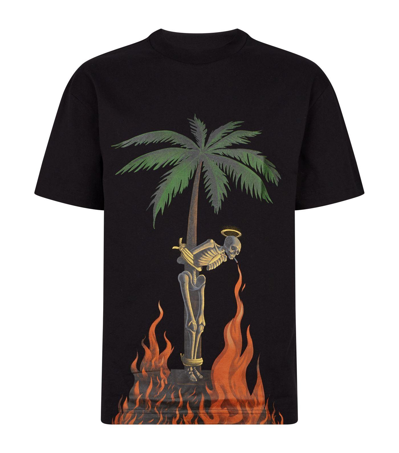 Palm Angels Burning Skeleton Tee in Black for Men