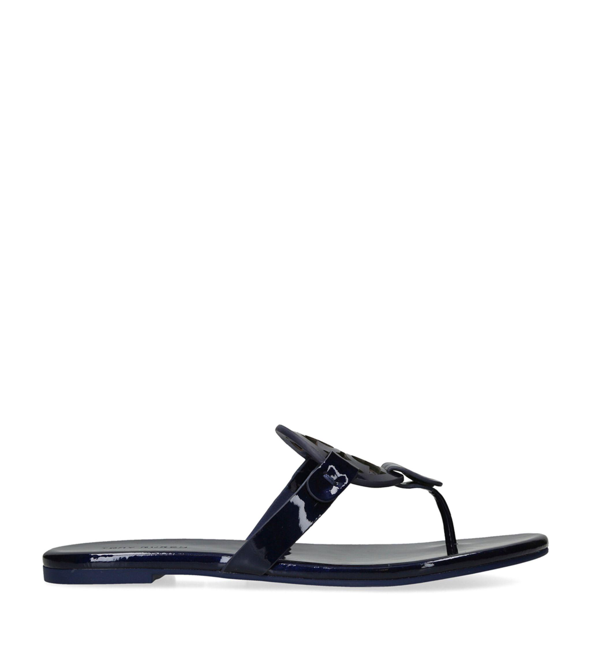 Tory Burch Miller Logo-plaque Leather Sandal in Blue | Lyst