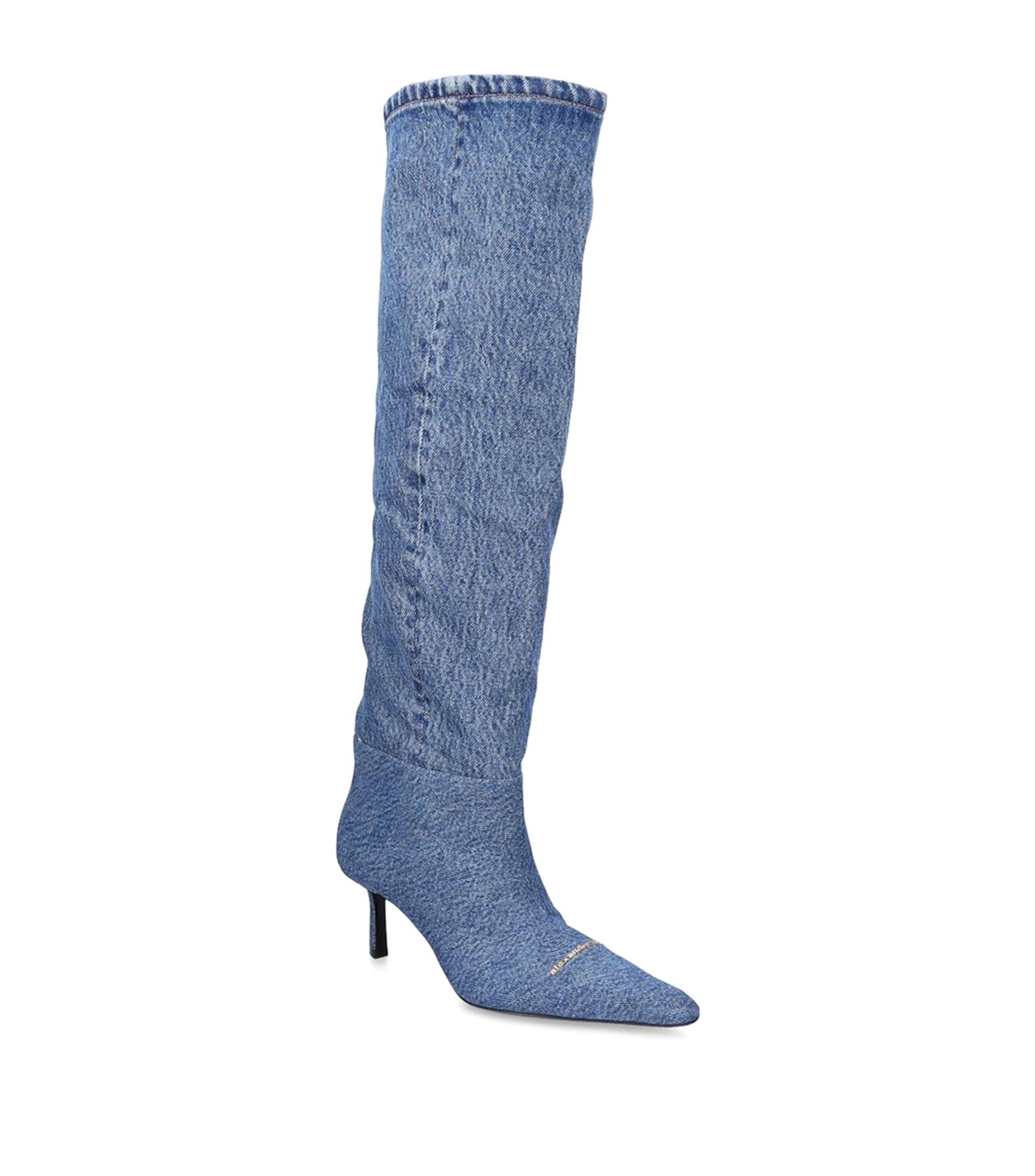 Alexander Wang Leather Viola Knee-high Boots 65 in Blue | Lyst