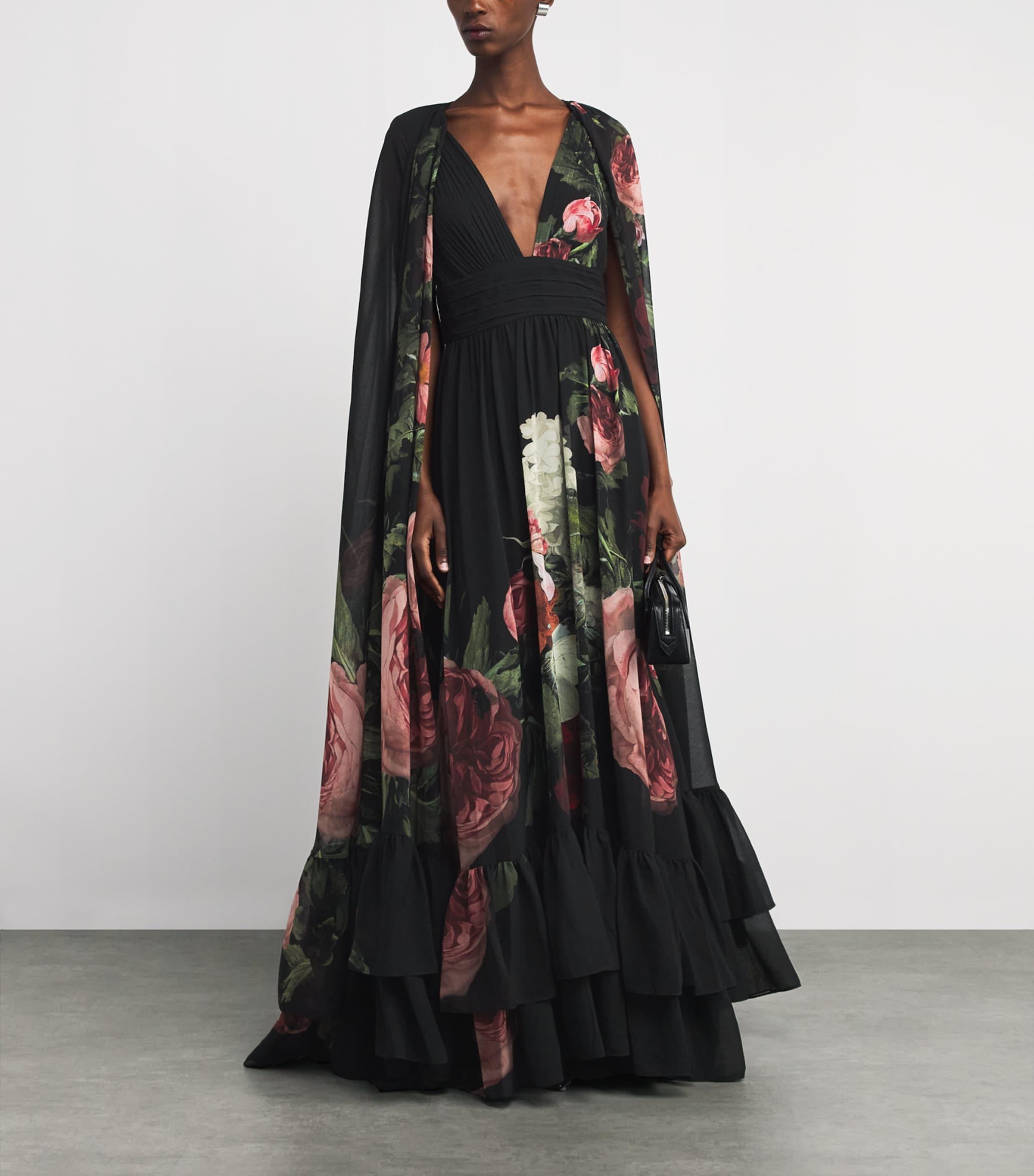 alice and olivia green cape dress Buy Alice + Olivia Green Lanelle Maxi Cape Dress in Chiffon For Women  Online