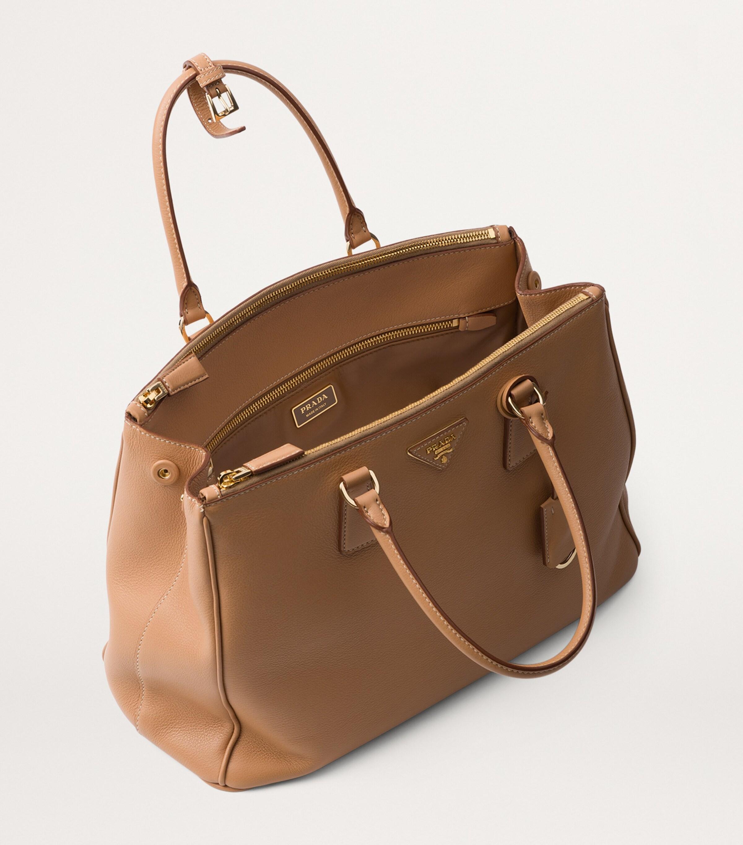 Prada handbags brown leather sales