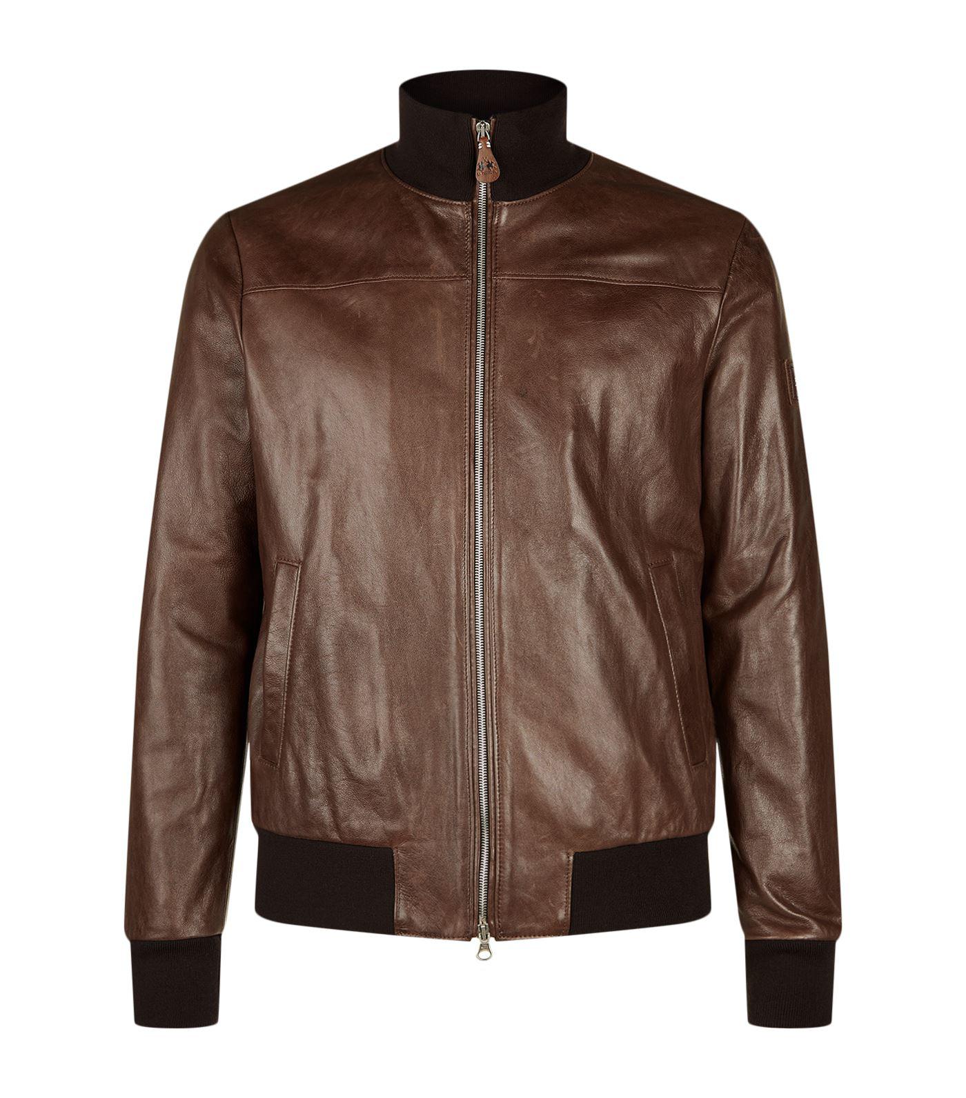 La Martina Leather Waxed Jacket in Brown for Men - Lyst