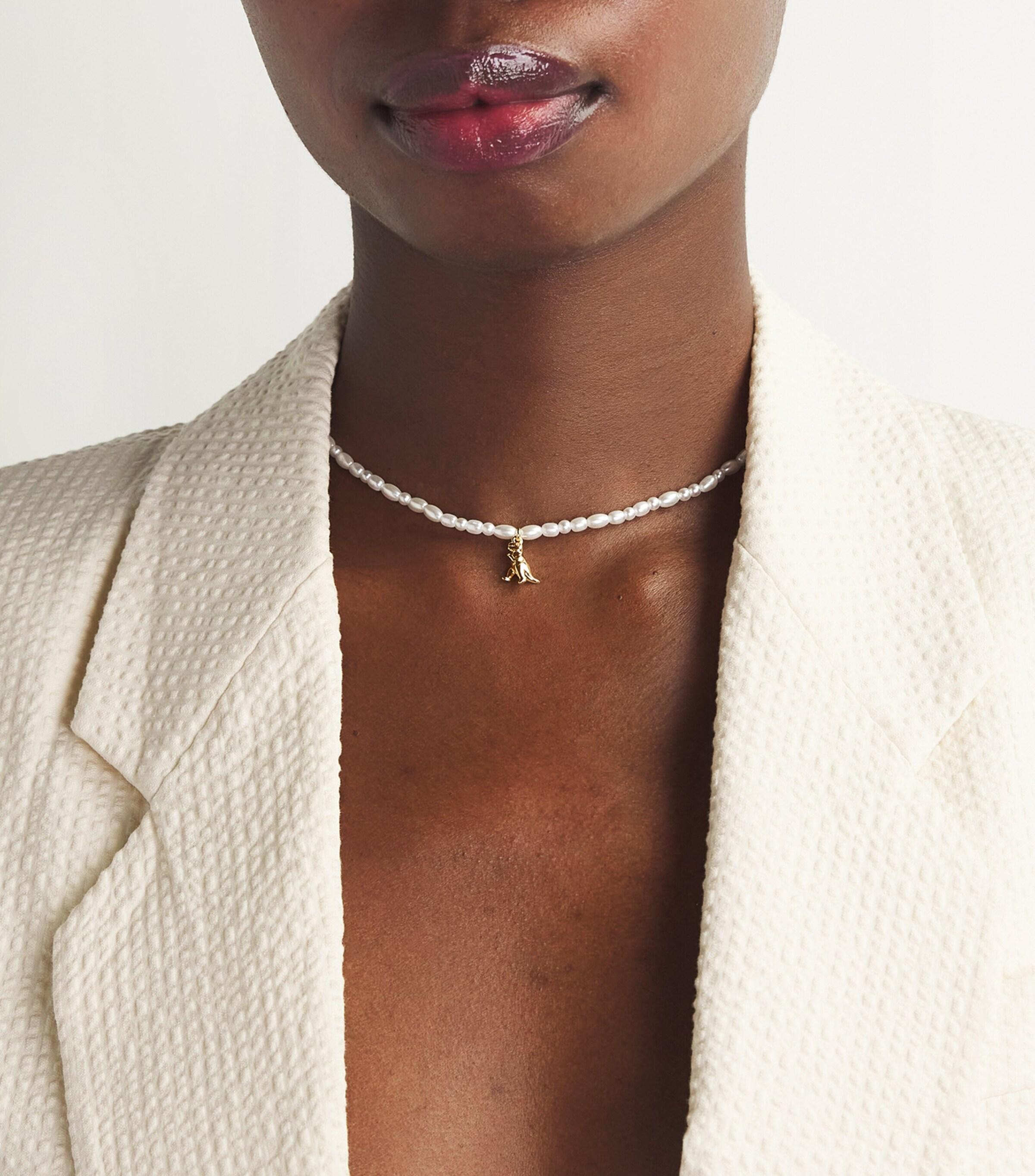 COACH Glass Pearl Rexy Choker Necklace in White Lyst