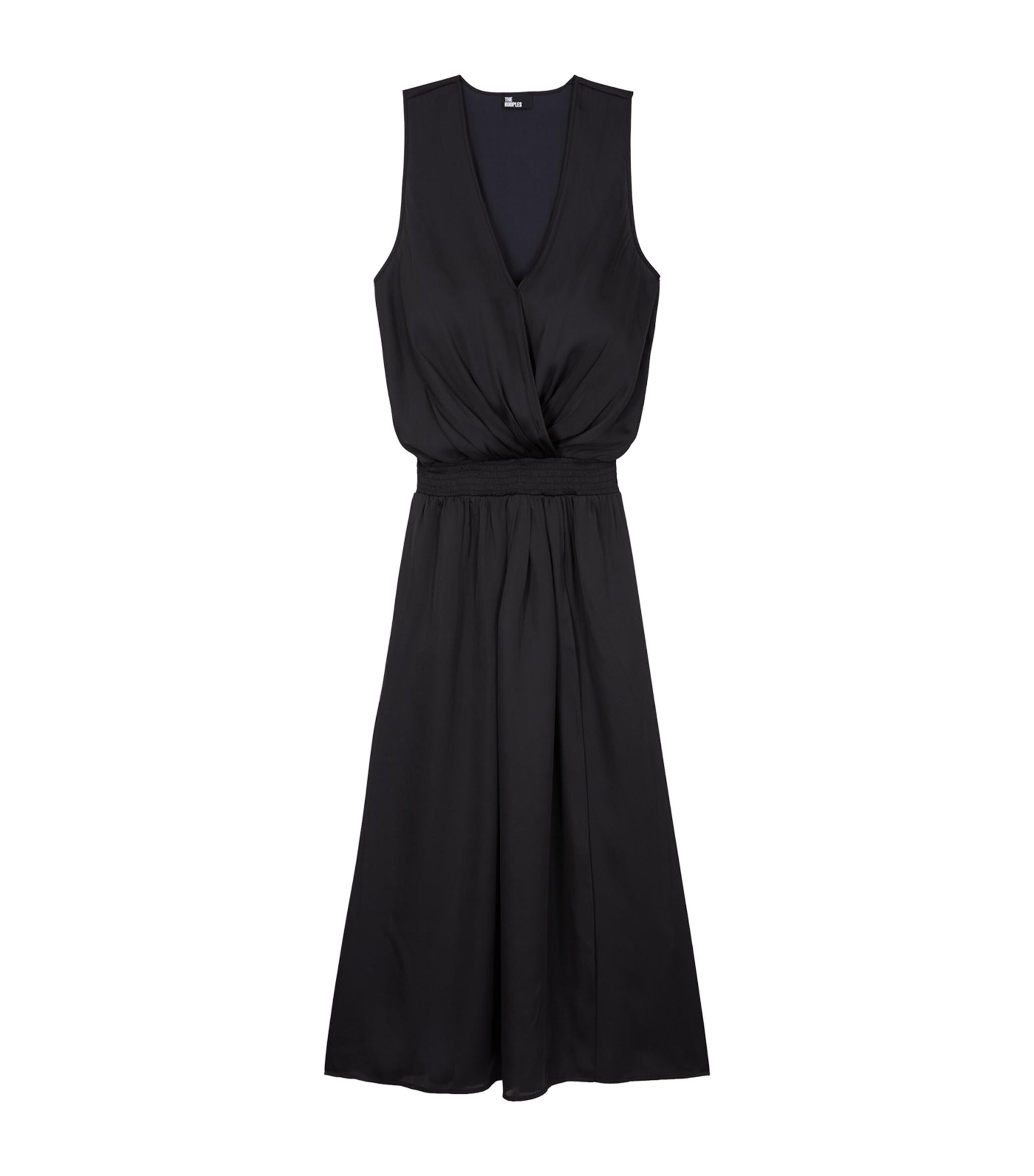 The Kooples Satin Midi Dress in Black Lyst