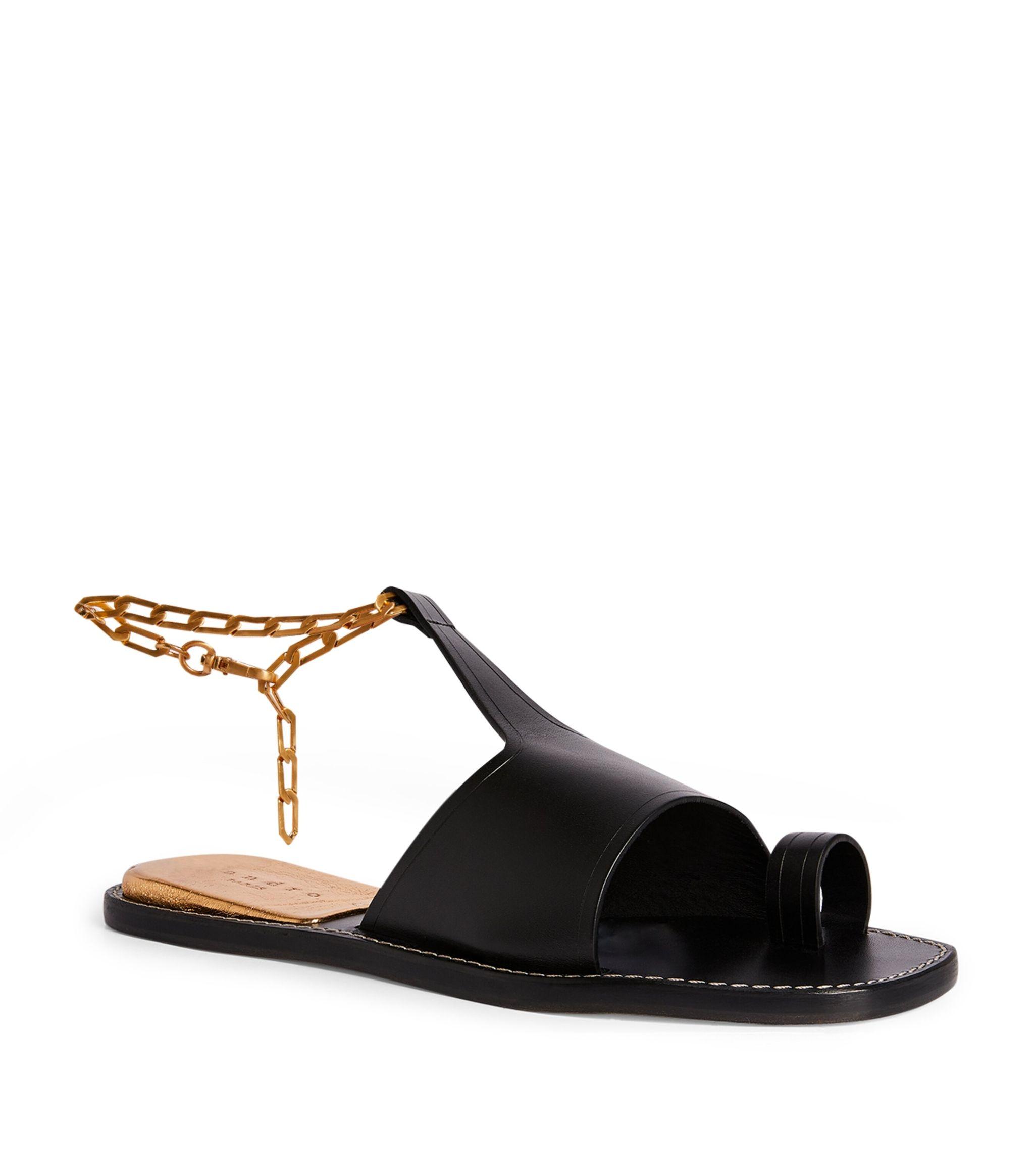 Sandro Leather Chain-detail Sandals in Black | Lyst