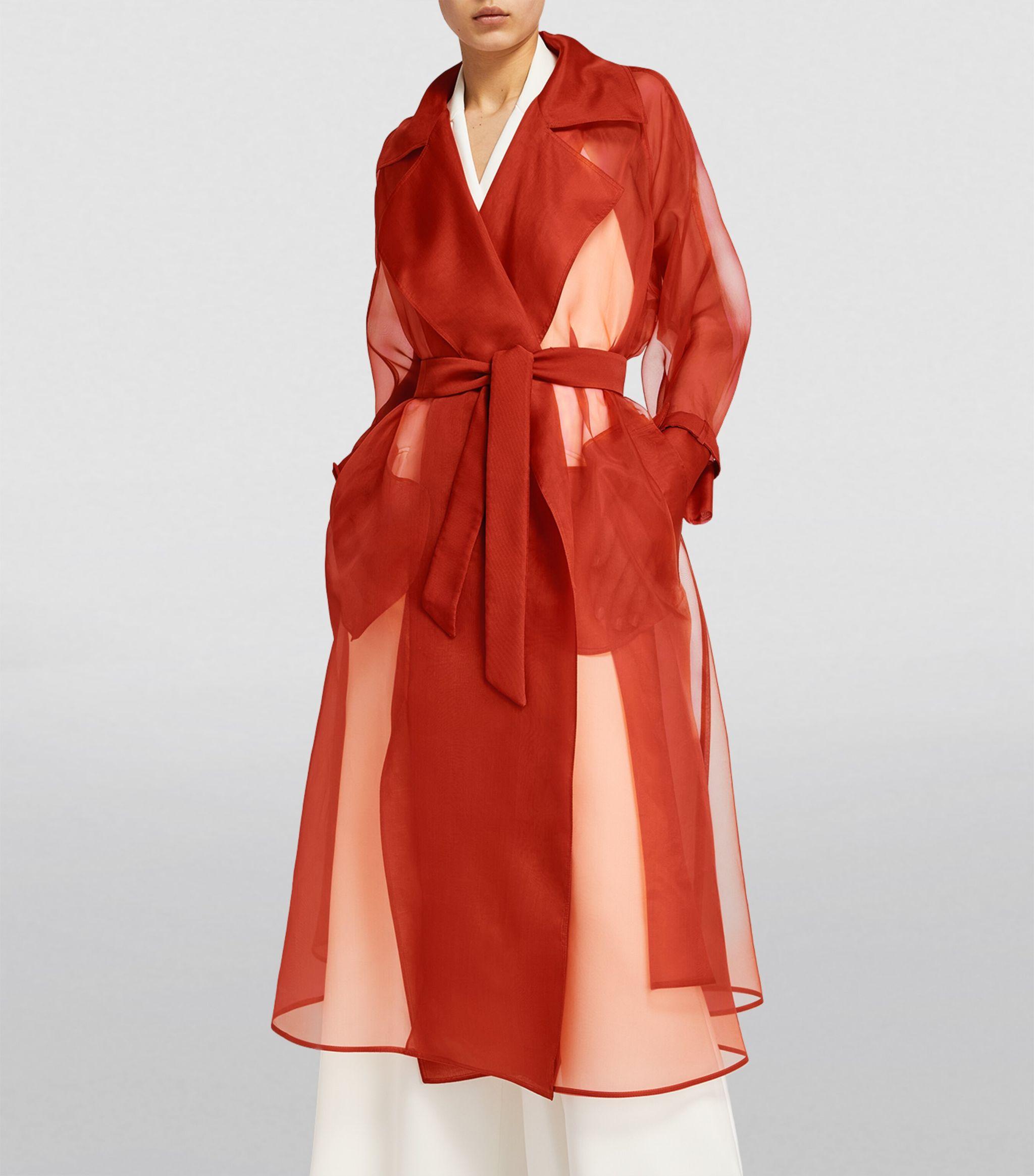 Max Mara Silk Organza Duster Coat in Red | Lyst