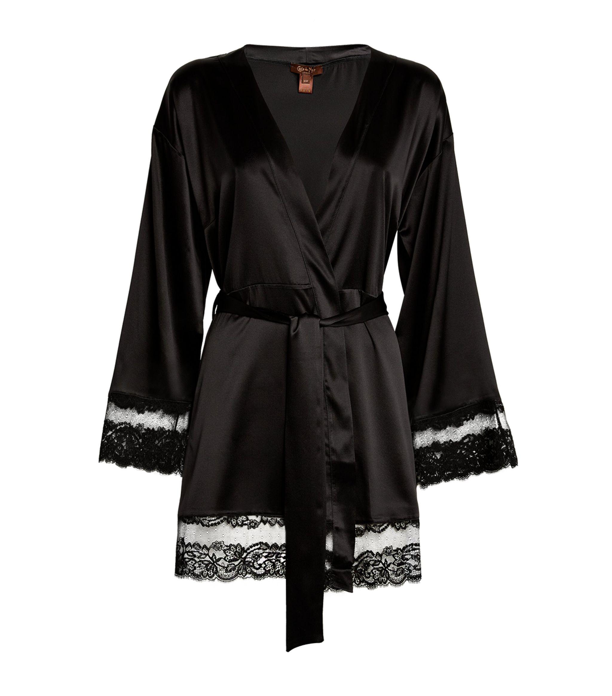 Coco De Mer Silk-blend Seraphine Robe in Black | Lyst